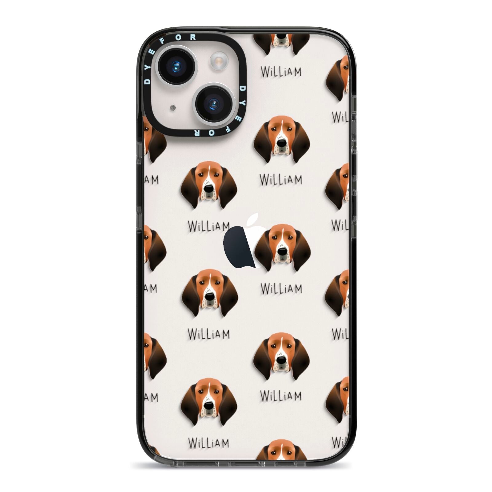 Treeing Walker Coonhound Icon with Name iPhone 14 Black Impact Case on Silver phone