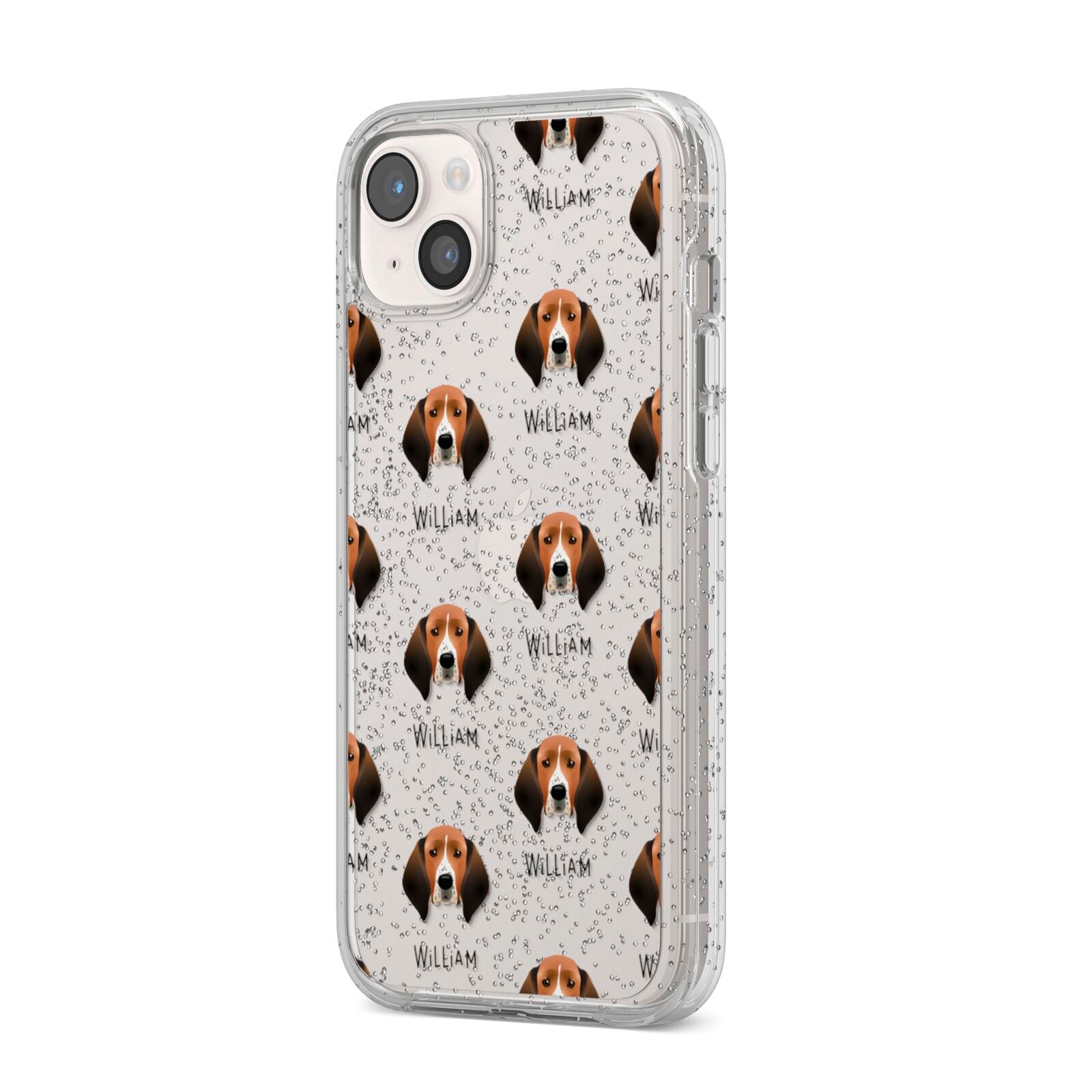 Treeing Walker Coonhound Icon with Name iPhone 14 Plus Glitter Tough Case Starlight Angled Image