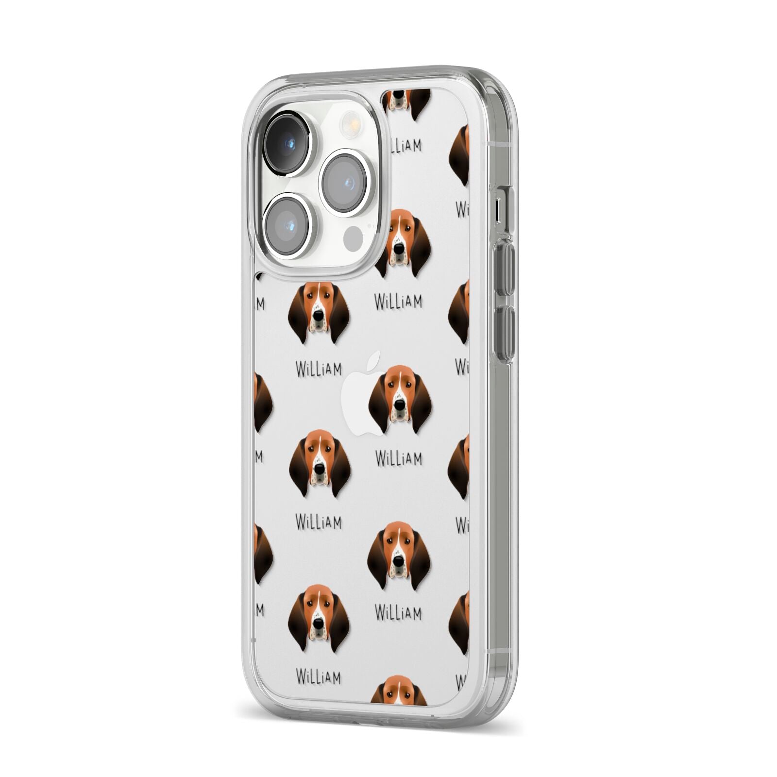 Treeing Walker Coonhound Icon with Name iPhone 14 Pro Clear Tough Case Silver Angled Image