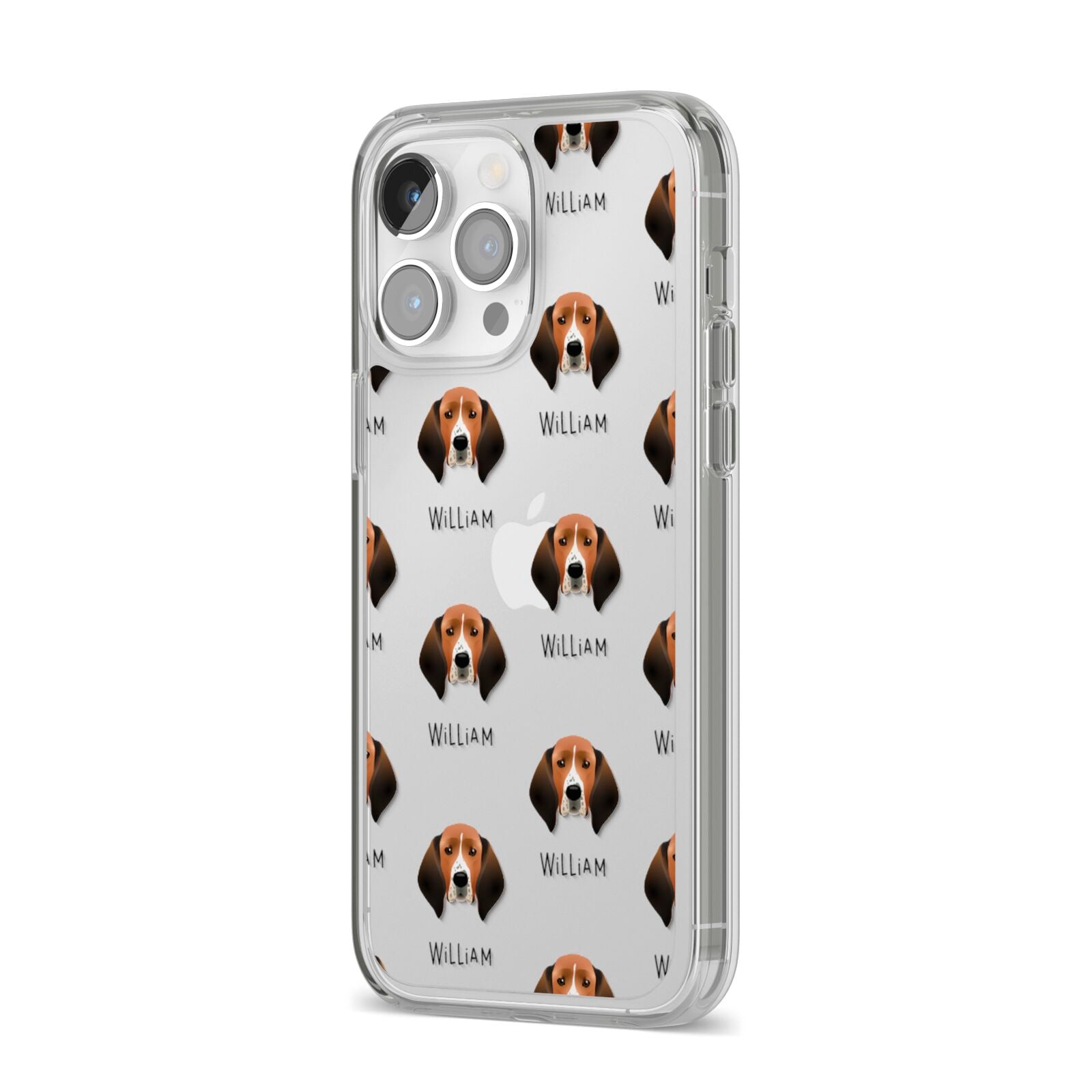 Treeing Walker Coonhound Icon with Name iPhone 14 Pro Max Clear Tough Case Silver Angled Image