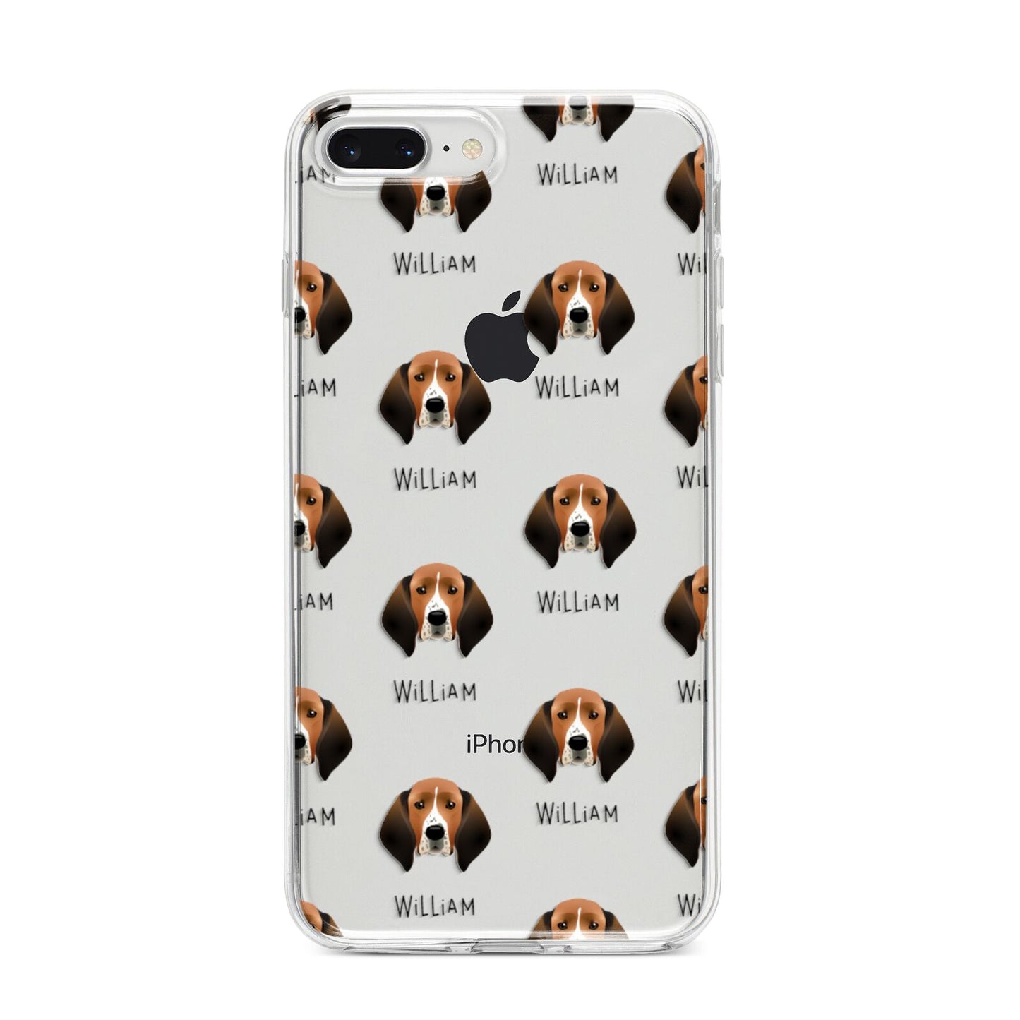 Treeing Walker Coonhound Icon with Name iPhone 8 Plus Bumper Case on Silver iPhone