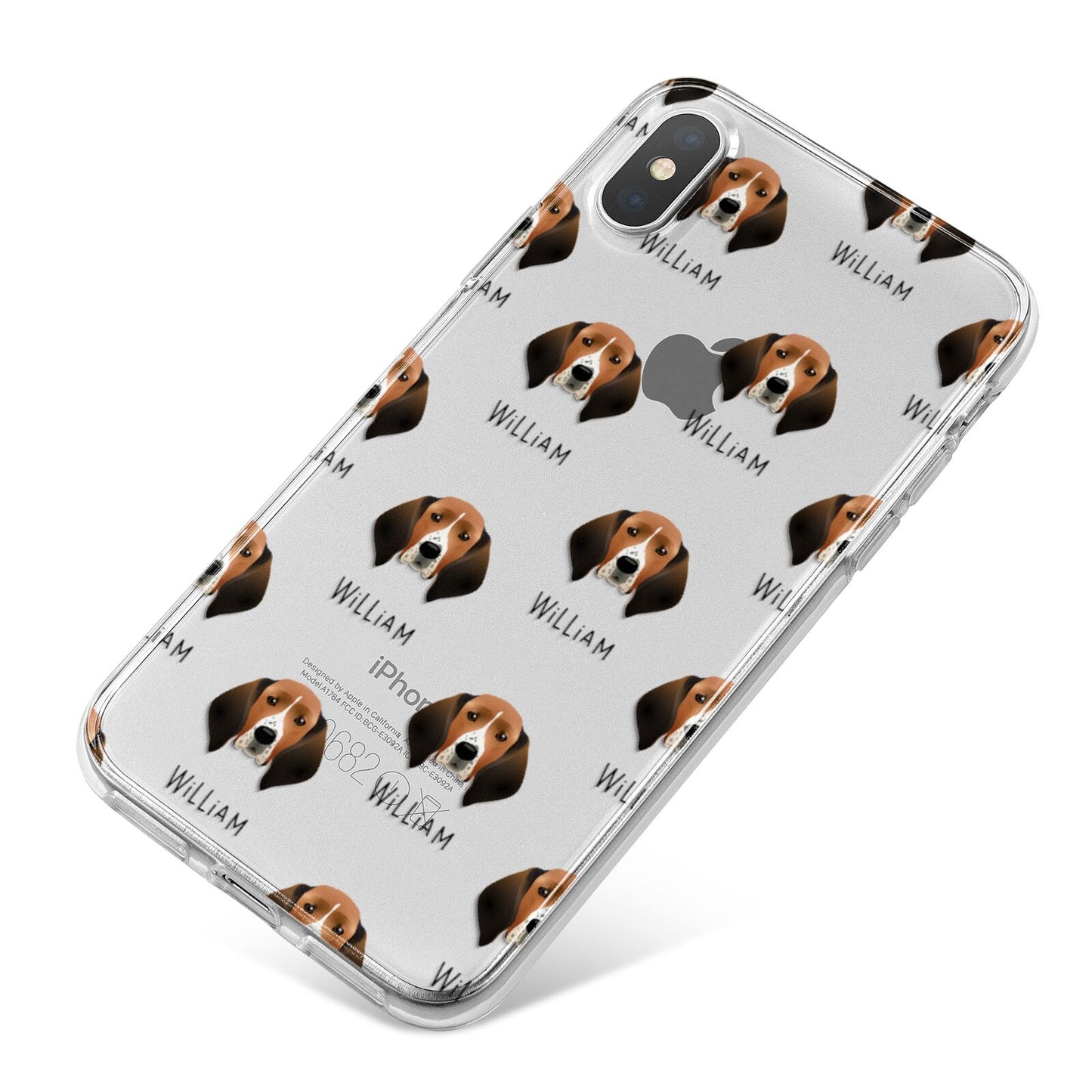 Treeing Walker Coonhound Icon with Name iPhone X Bumper Case on Silver iPhone