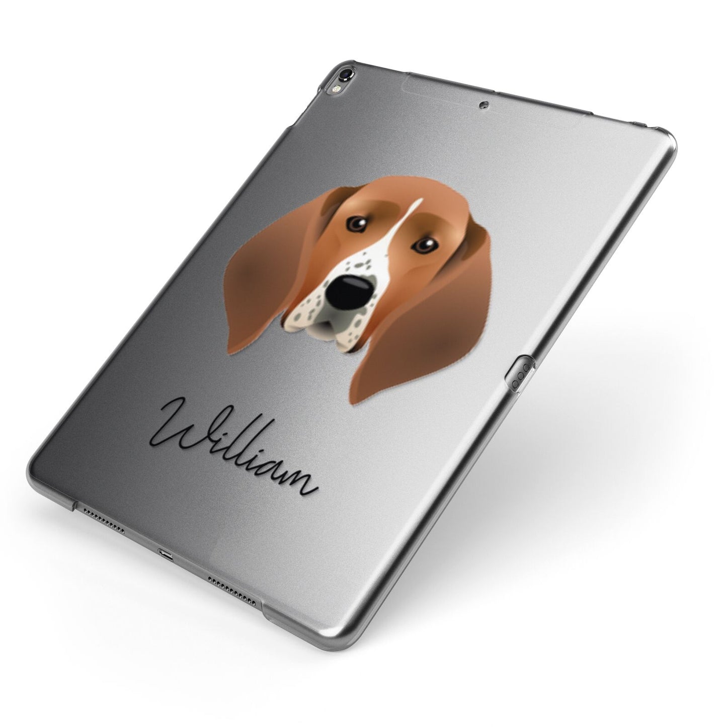 Treeing Walker Coonhound Personalised Apple iPad Case on Grey iPad Side View
