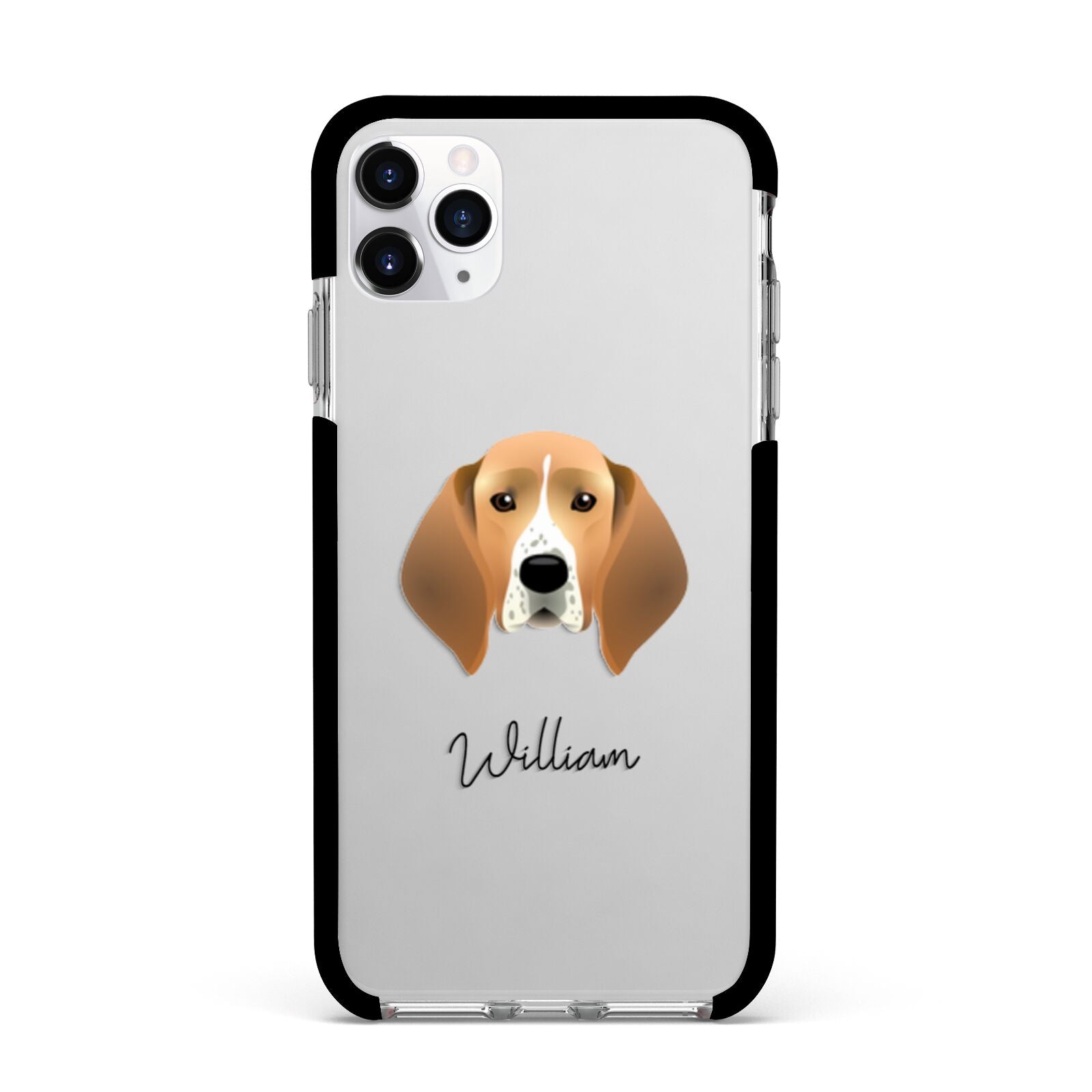 Treeing Walker Coonhound Personalised Apple iPhone 11 Pro Max in Silver with Black Impact Case