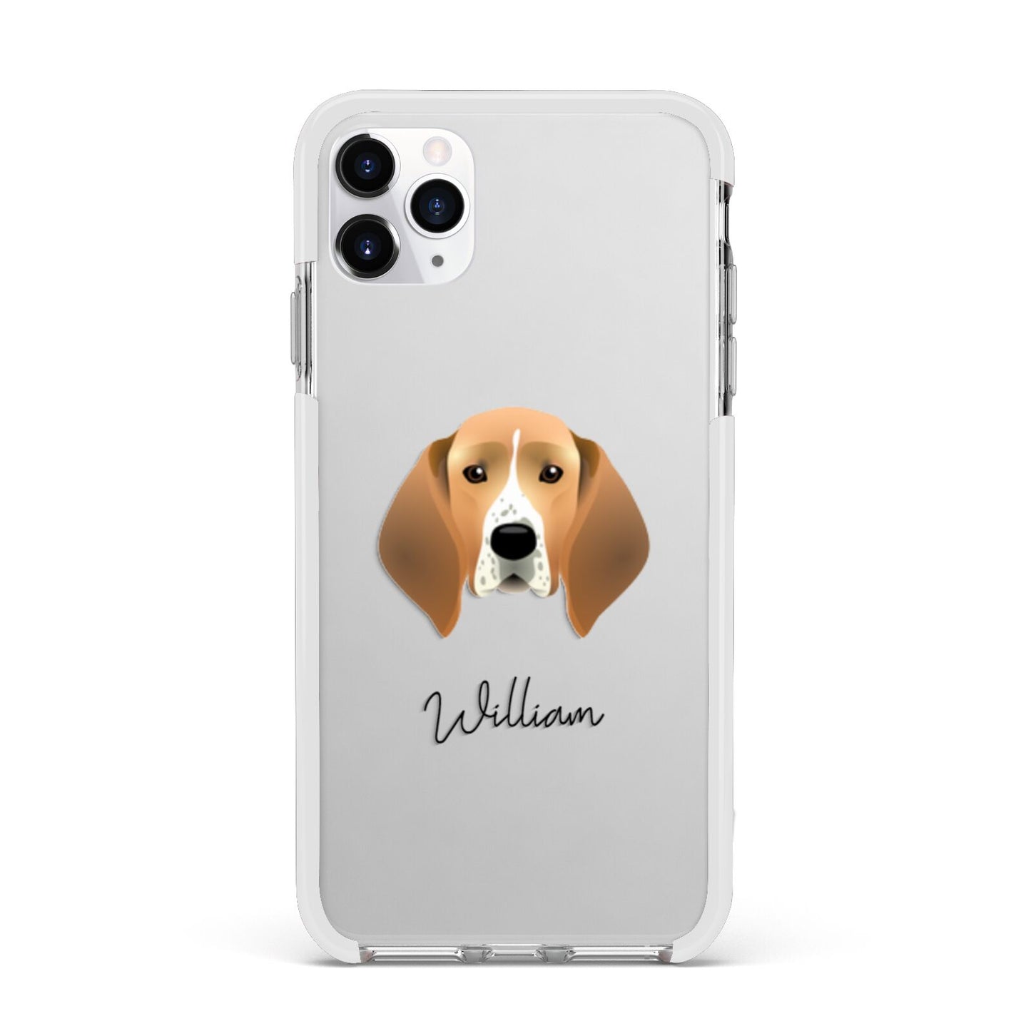 Treeing Walker Coonhound Personalised Apple iPhone 11 Pro Max in Silver with White Impact Case