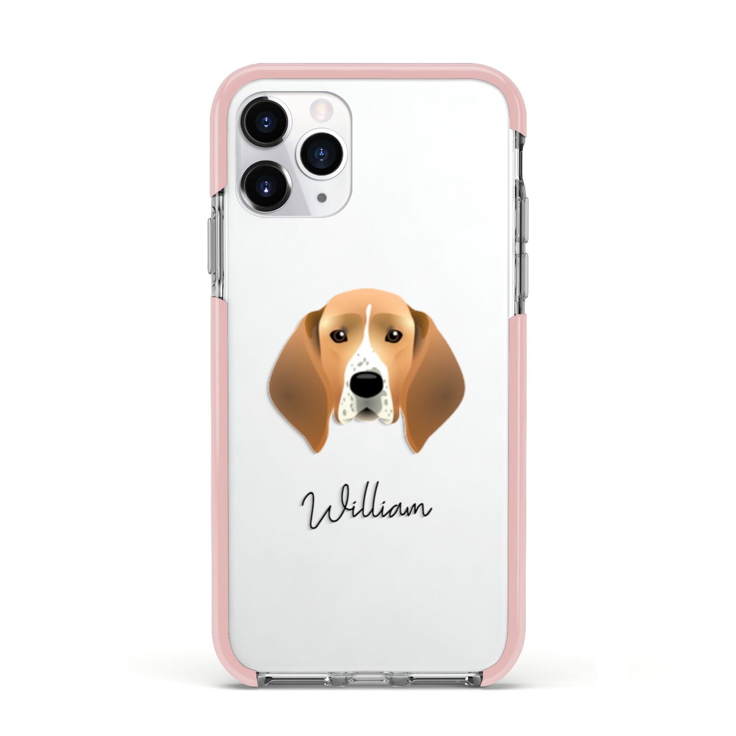 Treeing Walker Coonhound Personalised Apple iPhone 11 Pro in Silver with Pink Impact Case