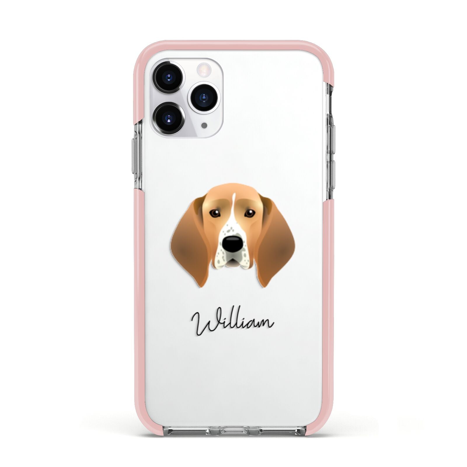 Treeing Walker Coonhound Personalised Apple iPhone 11 Pro in Silver with Pink Impact Case