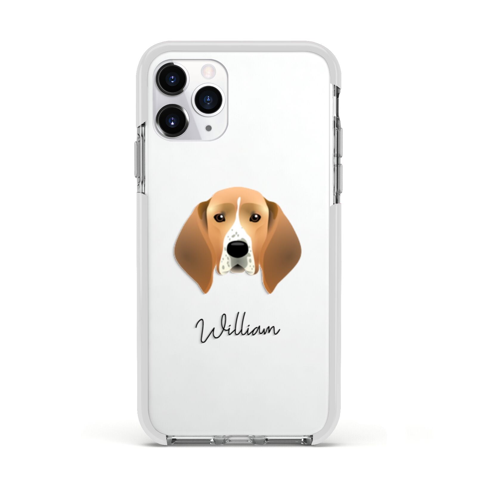 Treeing Walker Coonhound Personalised Apple iPhone 11 Pro in Silver with White Impact Case