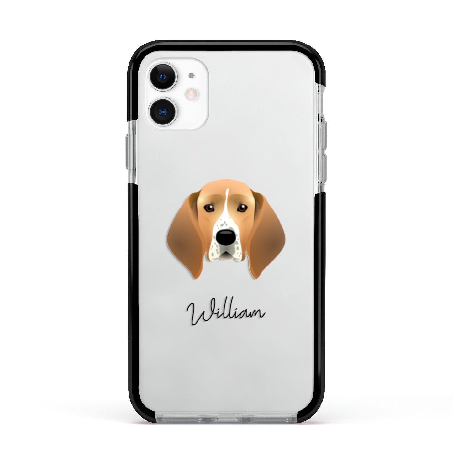 Treeing Walker Coonhound Personalised Apple iPhone 11 in White with Black Impact Case