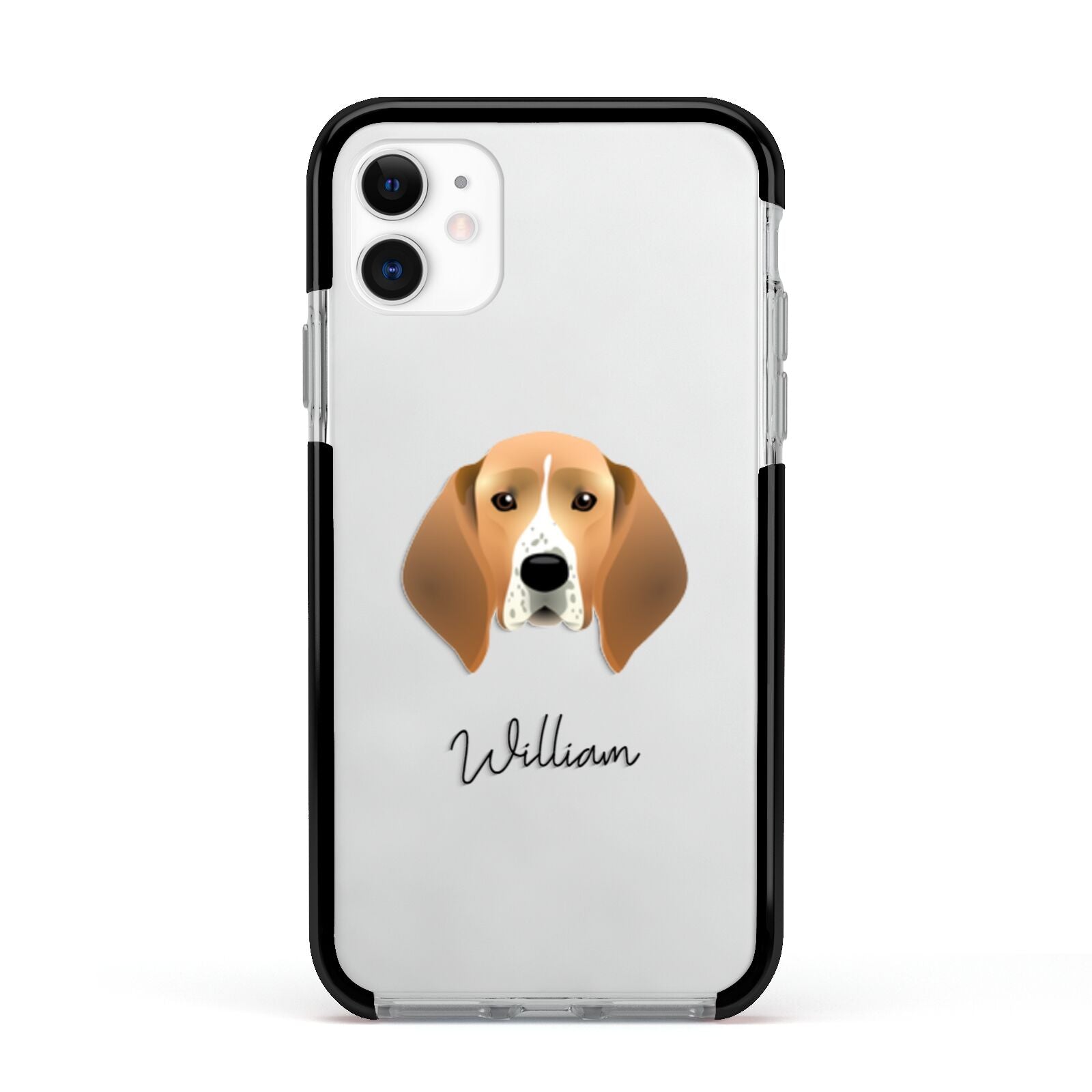 Treeing Walker Coonhound Personalised Apple iPhone 11 in White with Black Impact Case