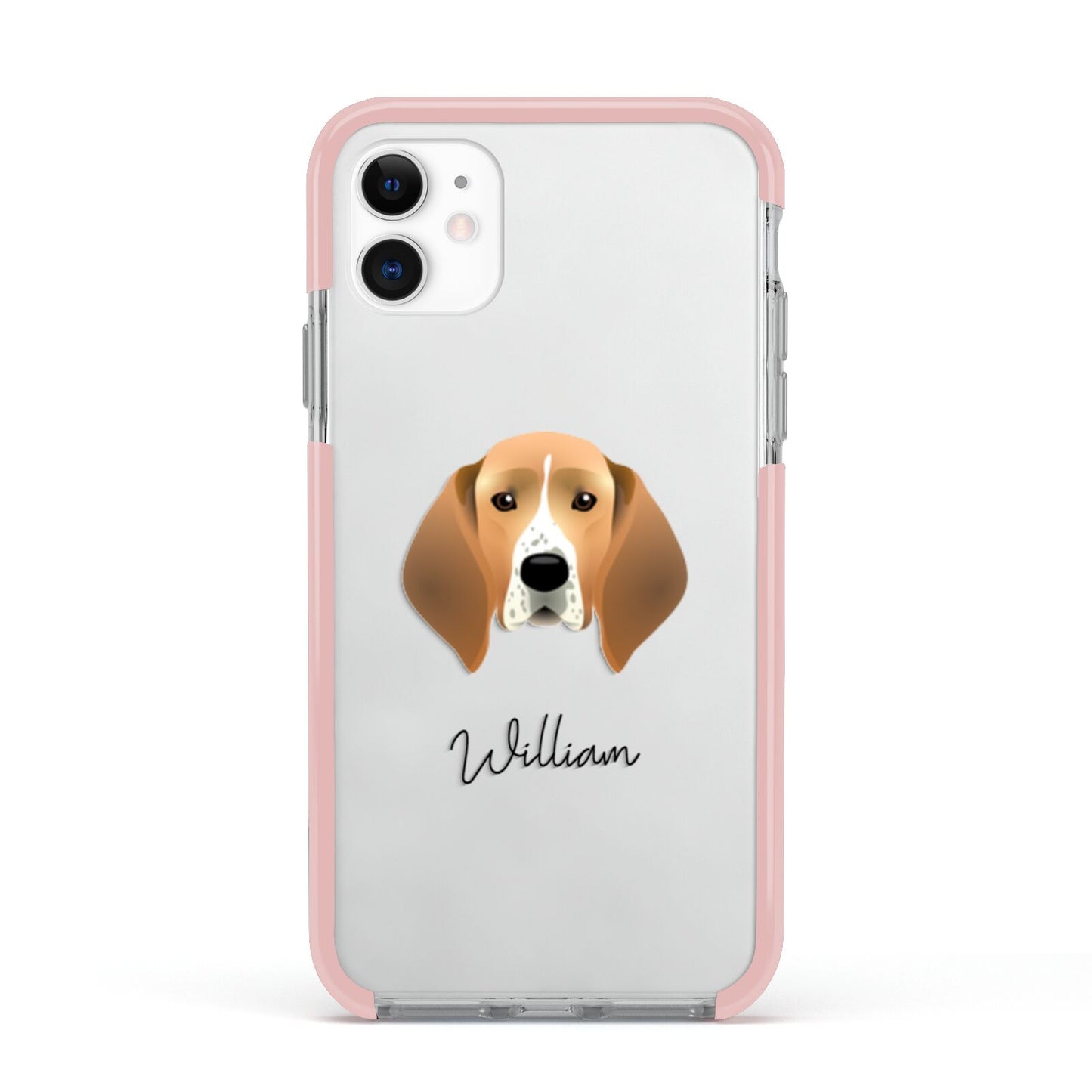 Treeing Walker Coonhound Personalised Apple iPhone 11 in White with Pink Impact Case