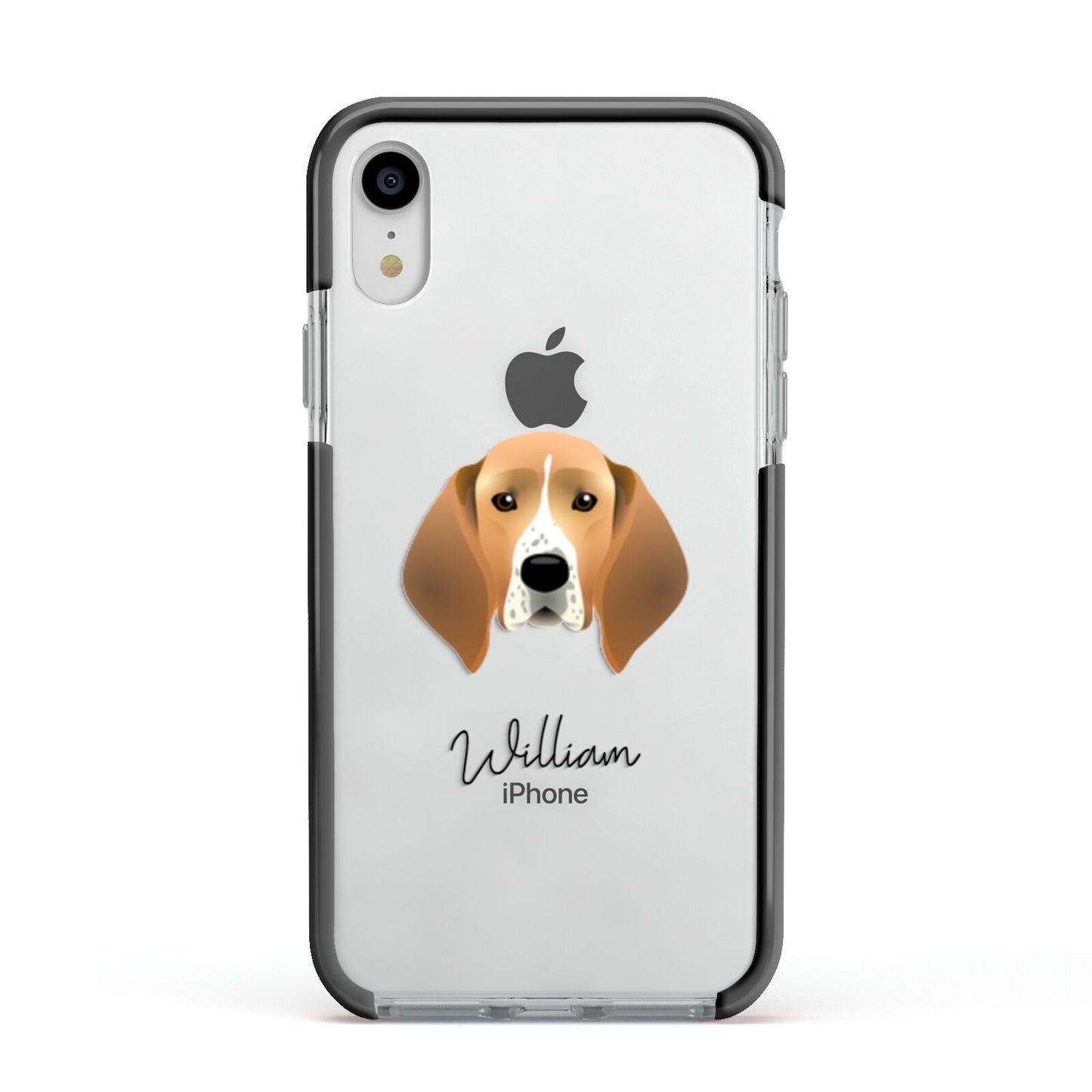 Treeing Walker Coonhound Personalised Apple iPhone XR Impact Case Black Edge on Silver Phone