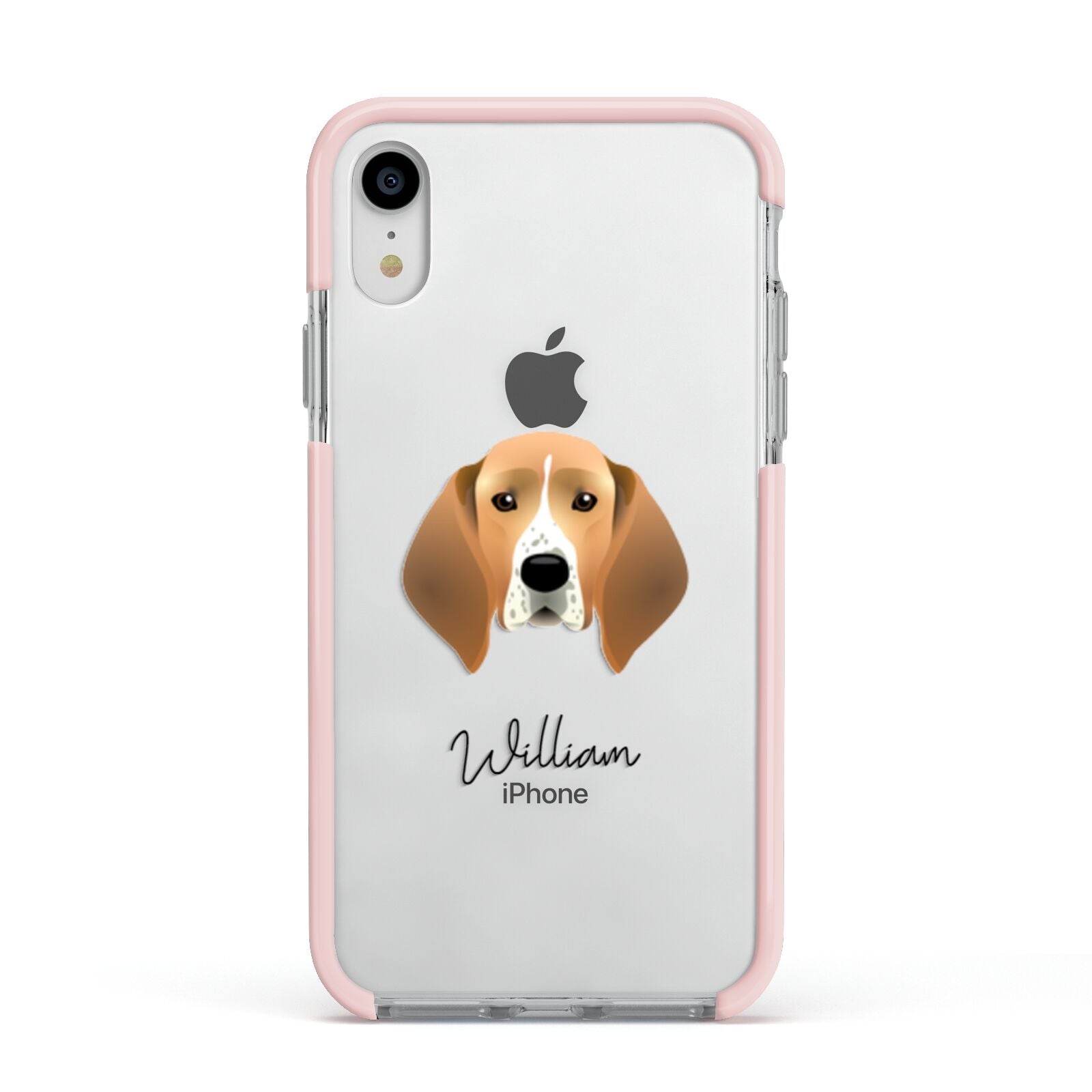 Treeing Walker Coonhound Personalised Apple iPhone XR Impact Case Pink Edge on Silver Phone