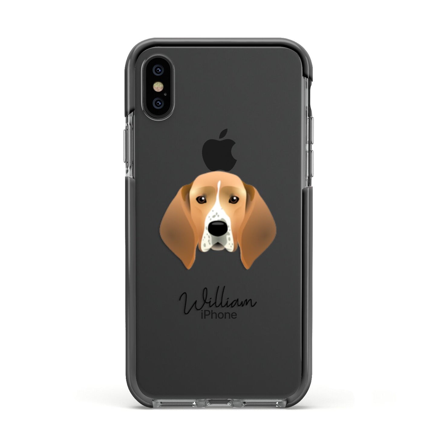 Treeing Walker Coonhound Personalised Apple iPhone Xs Impact Case Black Edge on Black Phone