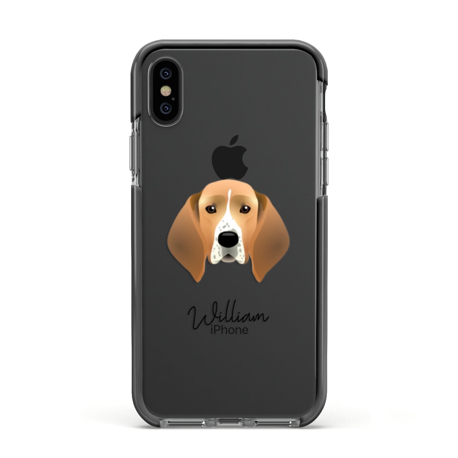 Treeing Walker Coonhound Personalised Apple iPhone Xs Impact Case Black Edge on Black Phone