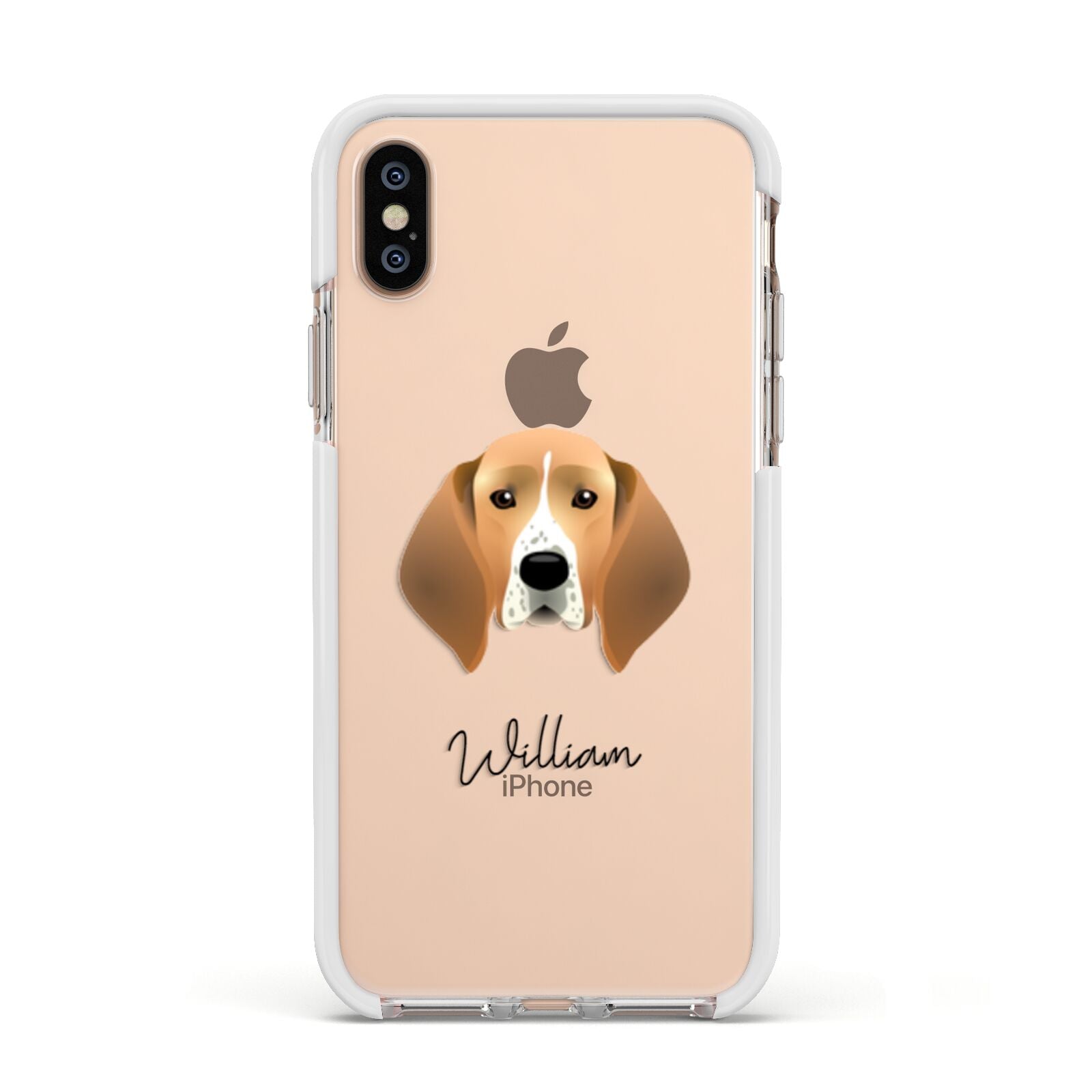 Treeing Walker Coonhound Personalised Apple iPhone Xs Impact Case White Edge on Gold Phone