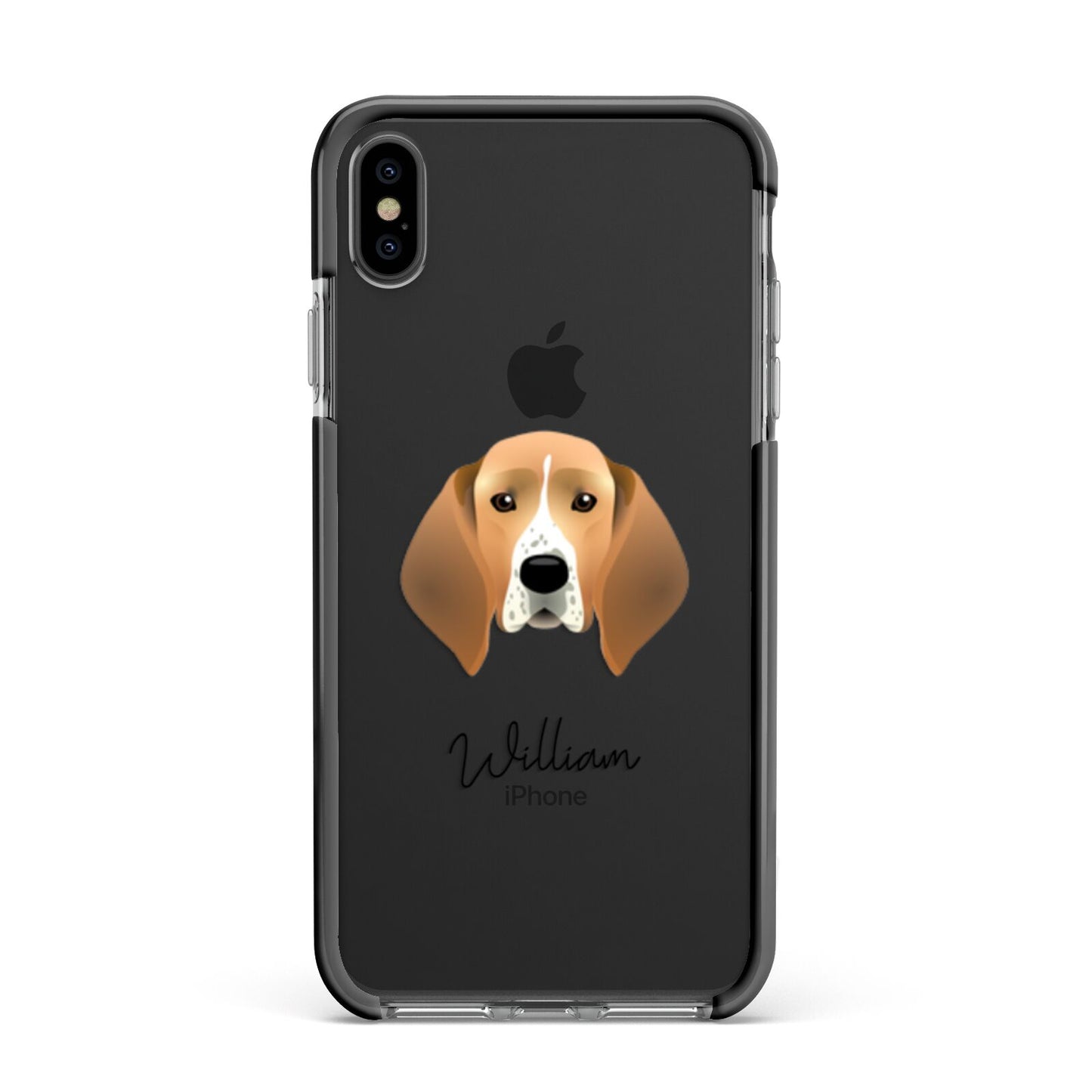 Treeing Walker Coonhound Personalised Apple iPhone Xs Max Impact Case Black Edge on Black Phone
