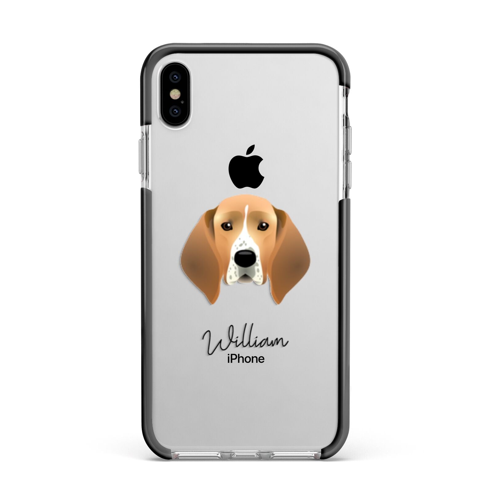 Treeing Walker Coonhound Personalised Apple iPhone Xs Max Impact Case Black Edge on Silver Phone
