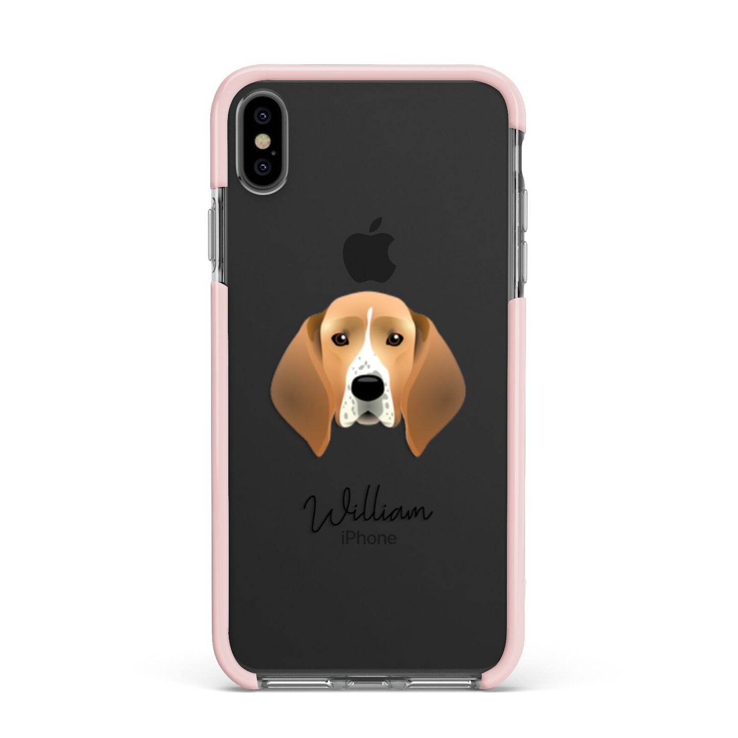 Treeing Walker Coonhound Personalised Apple iPhone Xs Max Impact Case Pink Edge on Black Phone