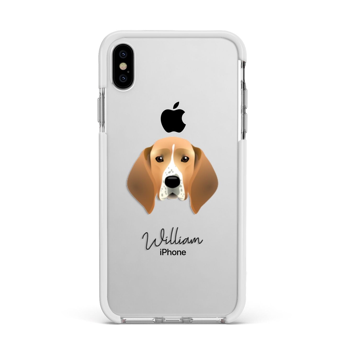 Treeing Walker Coonhound Personalised Apple iPhone Xs Max Impact Case White Edge on Silver Phone