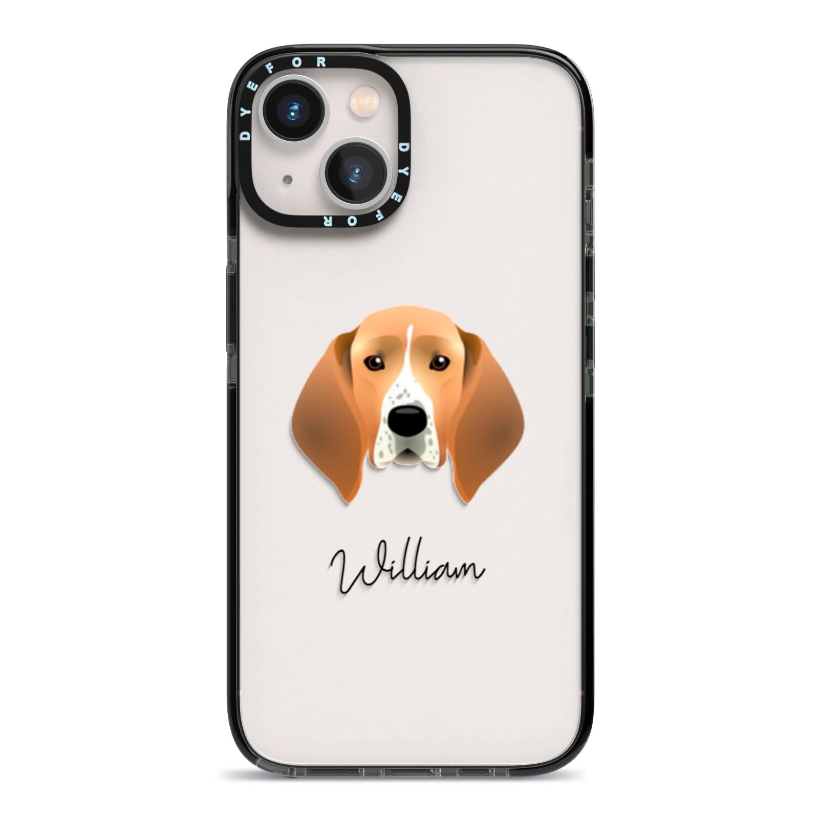 Treeing Walker Coonhound Personalised iPhone 13 Black Impact Case on Silver phone