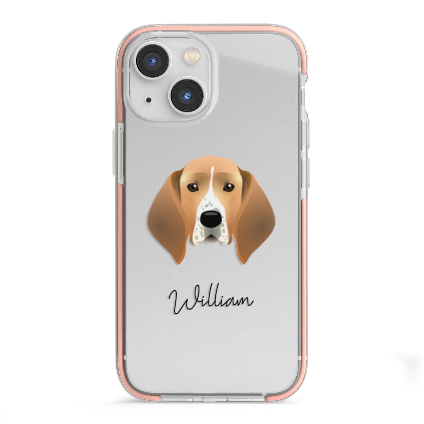 Treeing Walker Coonhound Personalised iPhone 13 Mini TPU Impact Case with Pink Edges