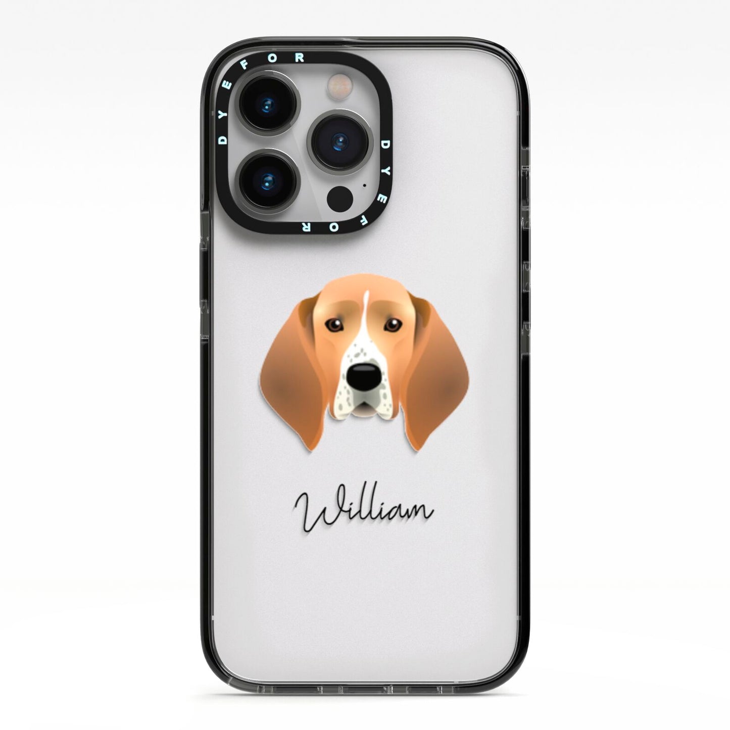Treeing Walker Coonhound Personalised iPhone 13 Pro Black Impact Case on Silver phone