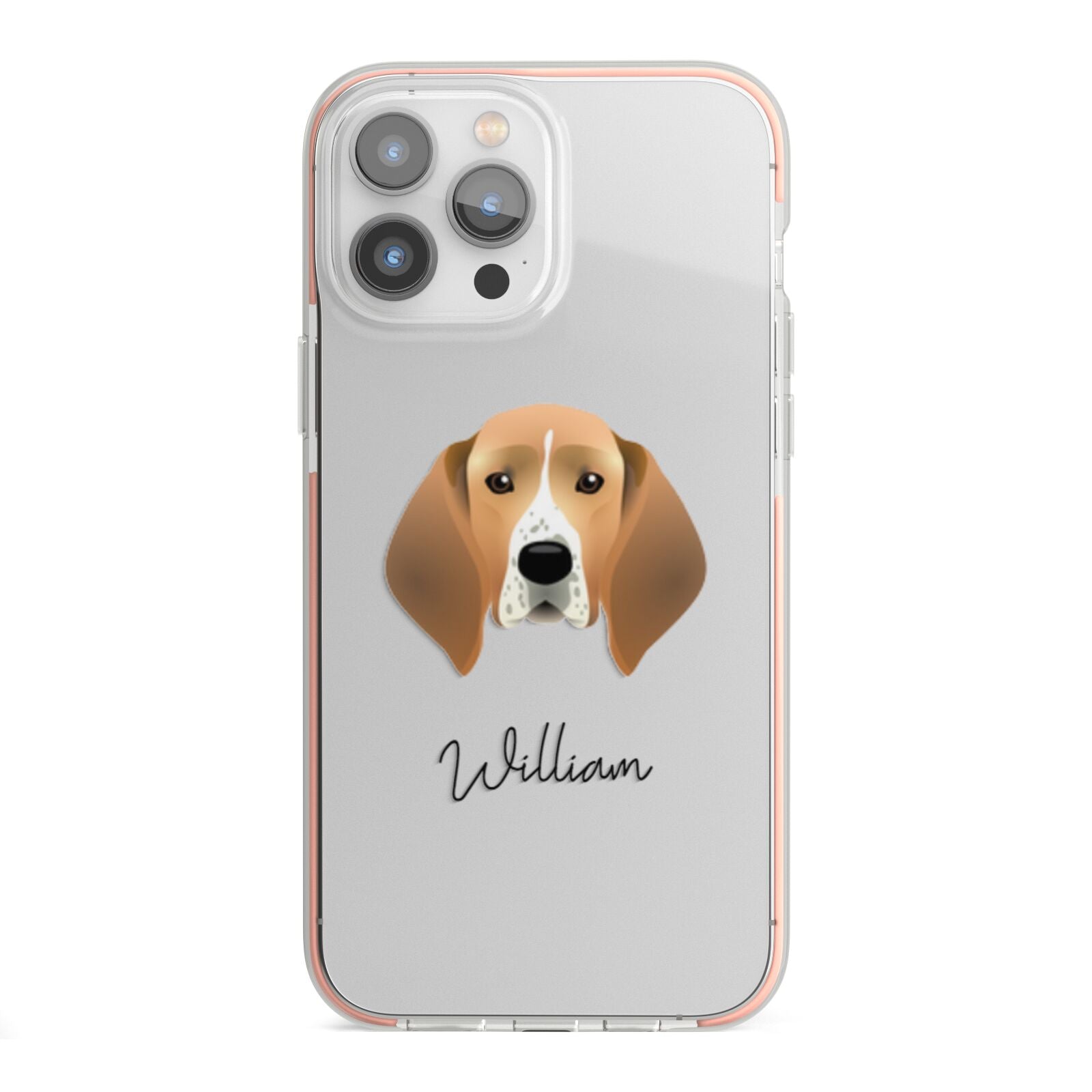 Treeing Walker Coonhound Personalised iPhone 13 Pro Max TPU Impact Case with Pink Edges