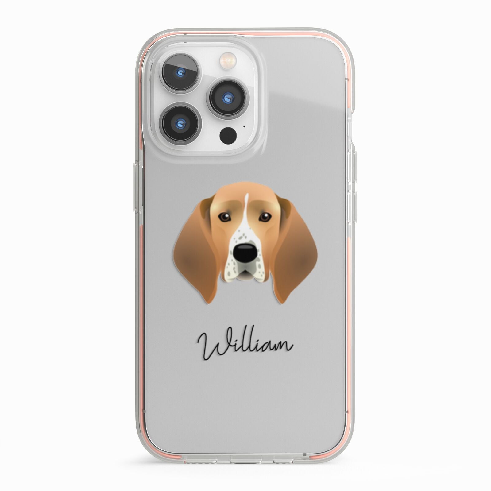 Treeing Walker Coonhound Personalised iPhone 13 Pro TPU Impact Case with Pink Edges