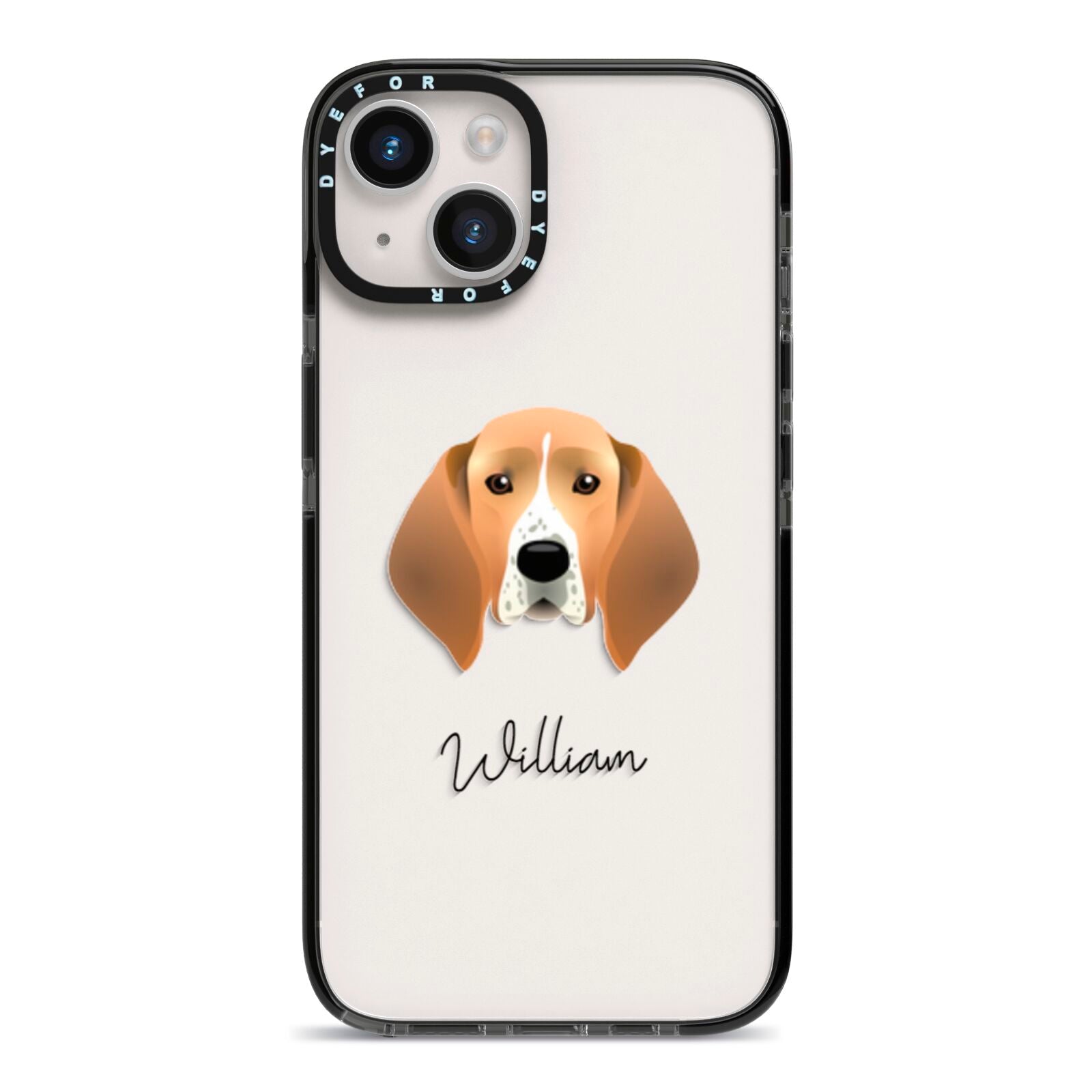 Treeing Walker Coonhound Personalised iPhone 14 Black Impact Case on Silver phone