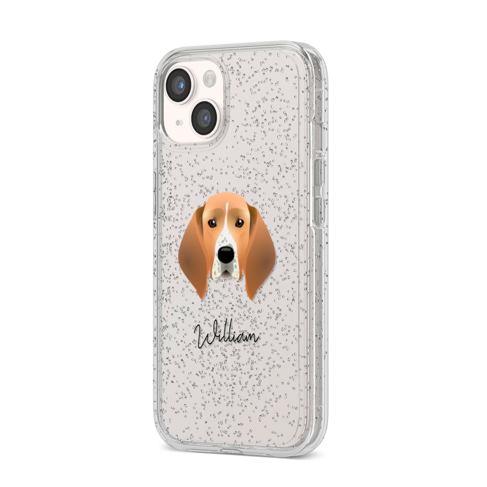 Treeing Walker Coonhound Personalised iPhone 14 Glitter Tough Case Starlight Angled Image
