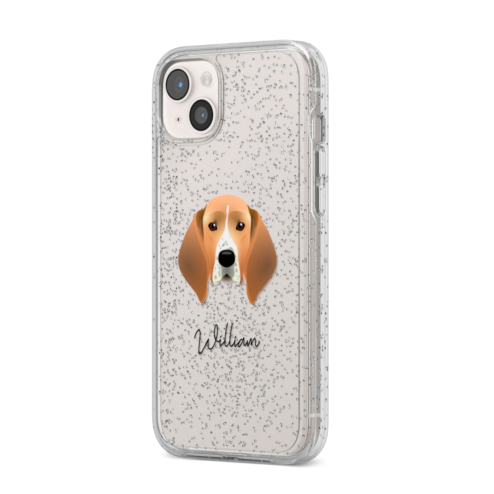 Treeing Walker Coonhound Personalised iPhone 14 Plus Glitter Tough Case Starlight Angled Image