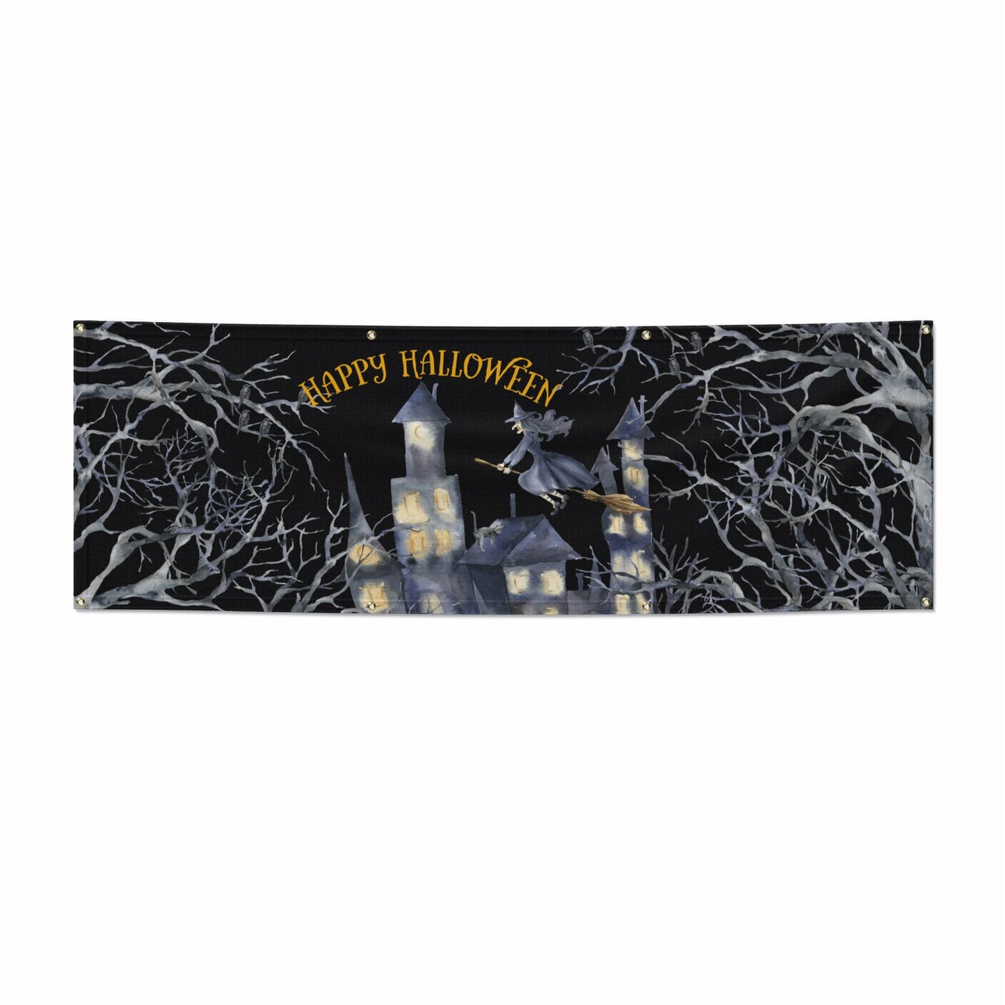 Treetop Halloween Witch 6x2 Vinly Banner with Grommets
