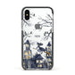Treetop Halloween Witch Apple iPhone Xs Impact Case Black Edge on Silver Phone