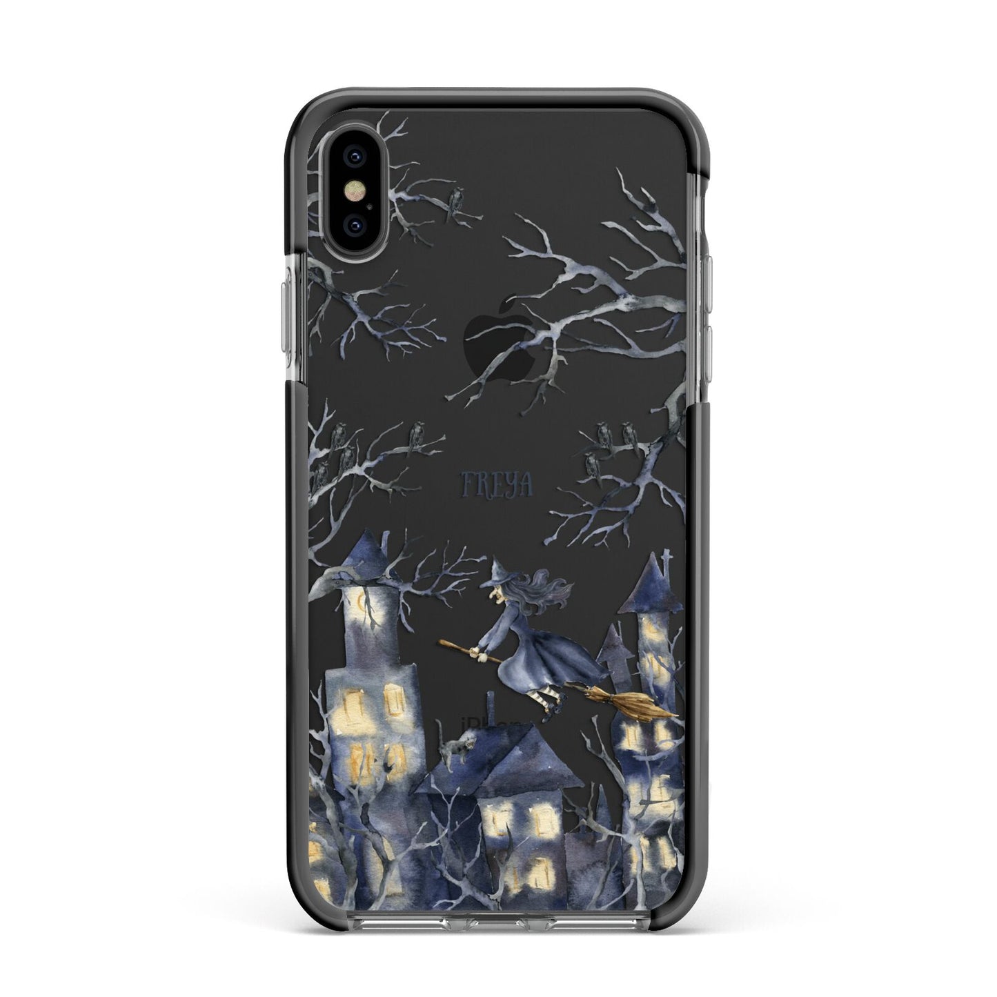 Treetop Halloween Witch Apple iPhone Xs Max Impact Case Black Edge on Black Phone
