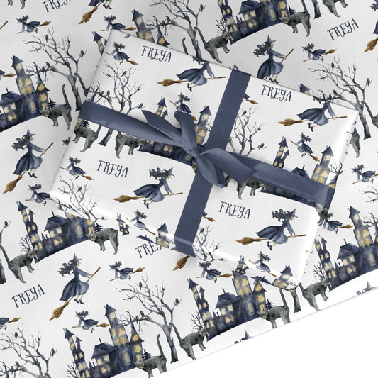 Treetop Halloween Witch Custom Wrapping Paper