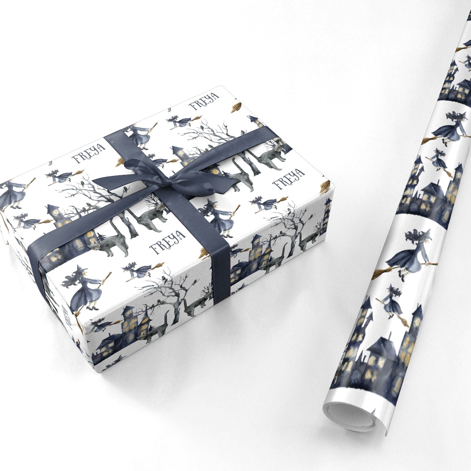 Treetop Halloween Witch Personalised Wrapping Paper