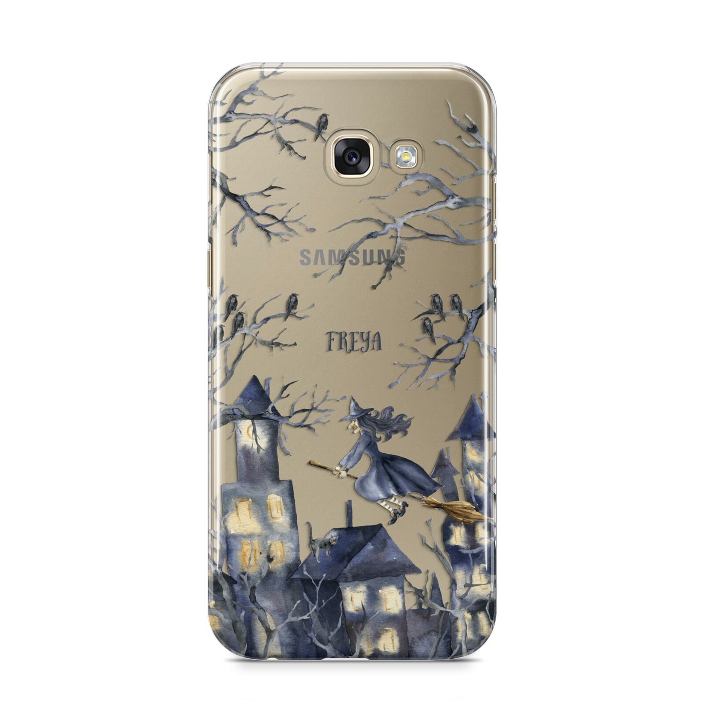 Treetop Halloween Witch Samsung Galaxy A5 2017 Case on gold phone