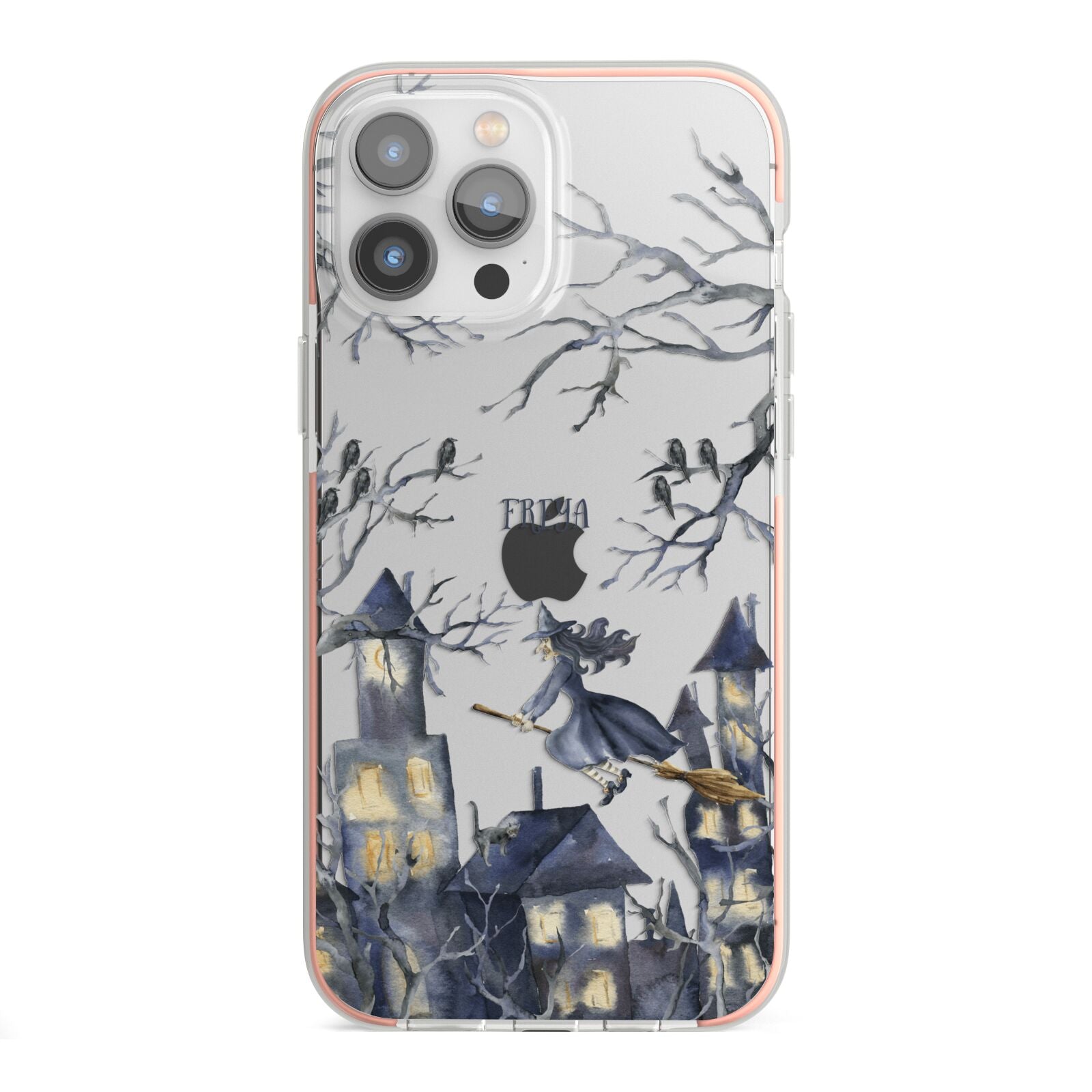 Treetop Halloween Witch iPhone 13 Pro Max TPU Impact Case with Pink Edges