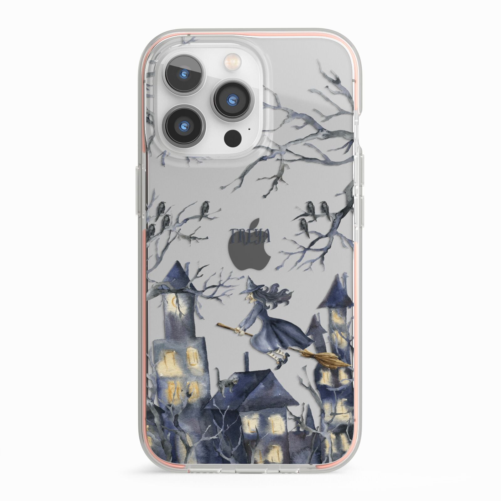 Treetop Halloween Witch iPhone 13 Pro TPU Impact Case with Pink Edges