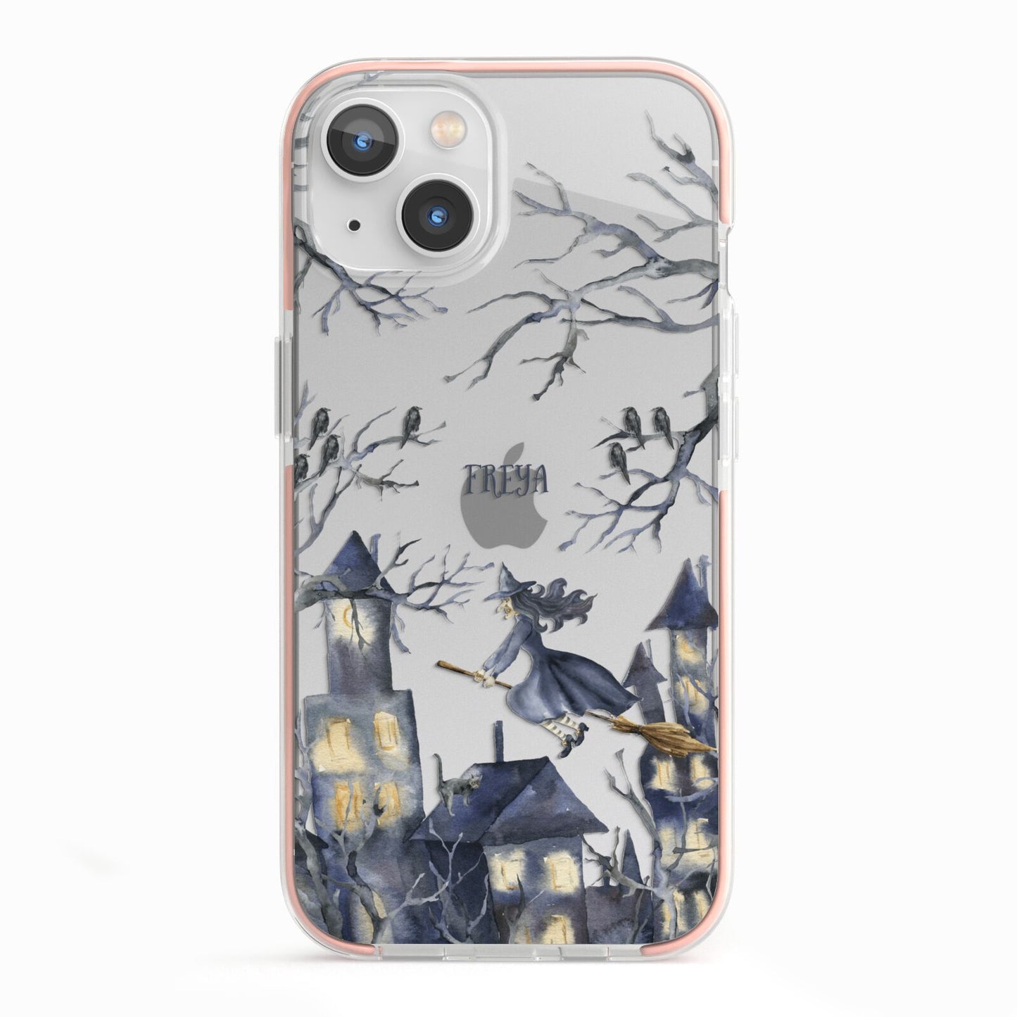 Treetop Halloween Witch iPhone 13 TPU Impact Case with Pink Edges