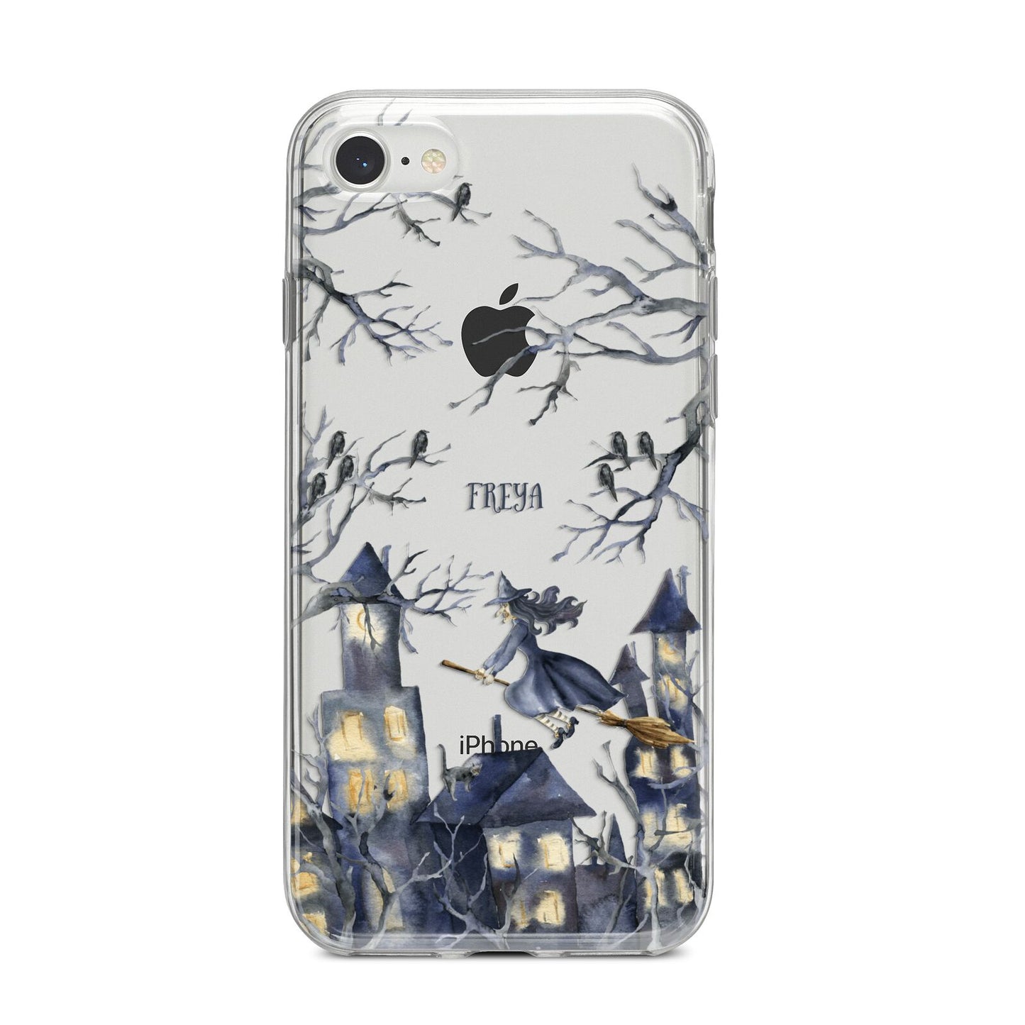 Treetop Halloween Witch iPhone 8 Bumper Case on Silver iPhone