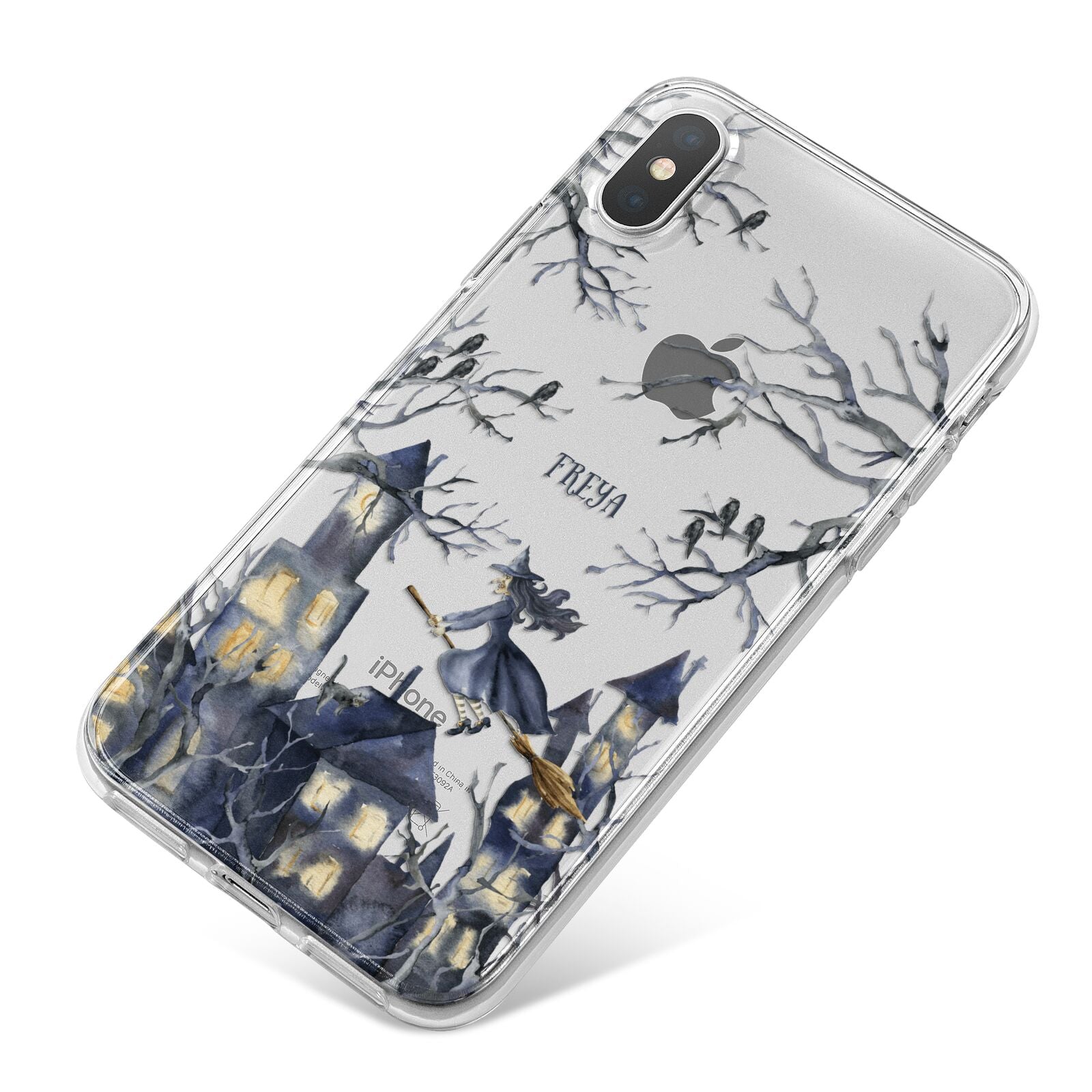 Treetop Halloween Witch iPhone X Bumper Case on Silver iPhone