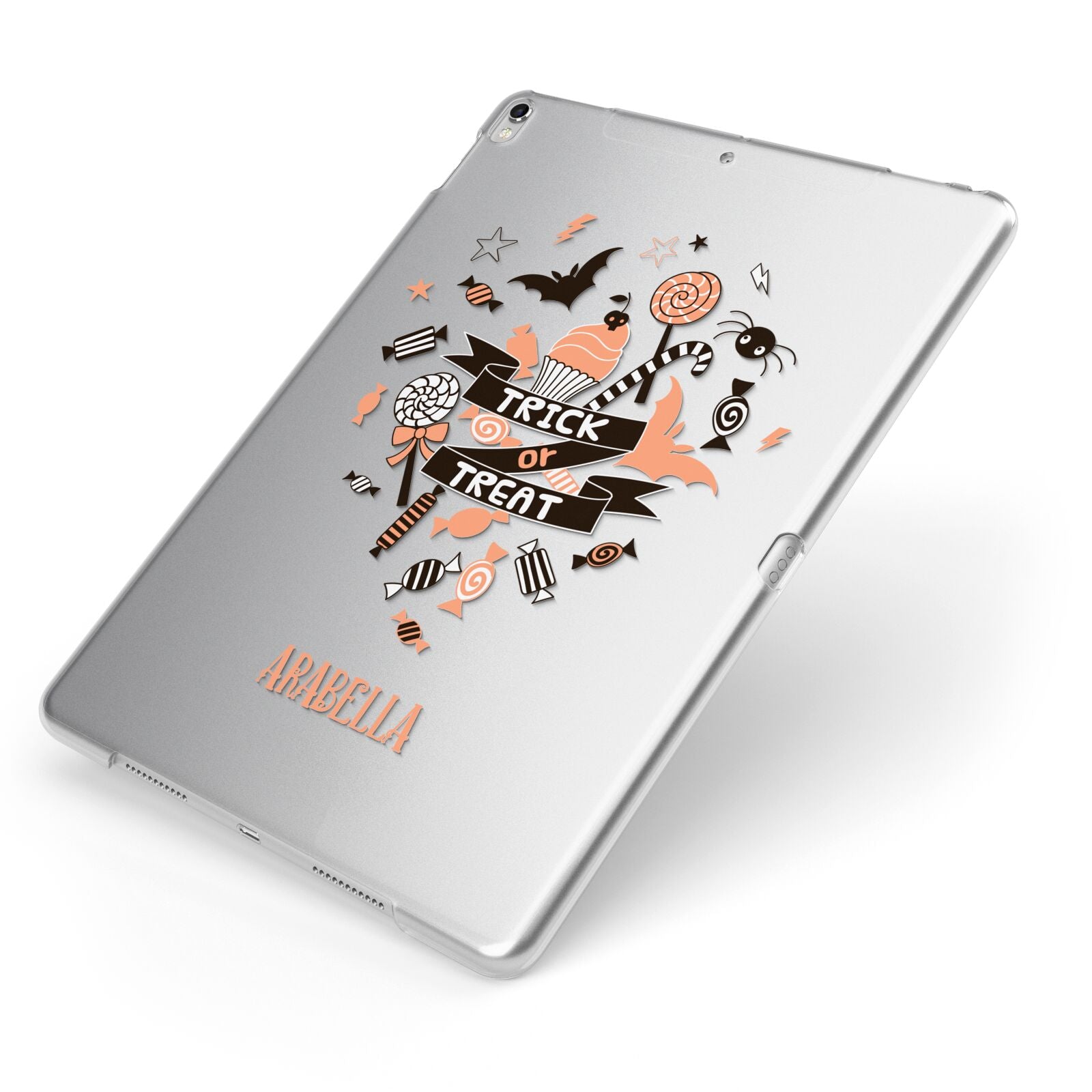 Trick or Treat Apple iPad Case on Silver iPad Side View