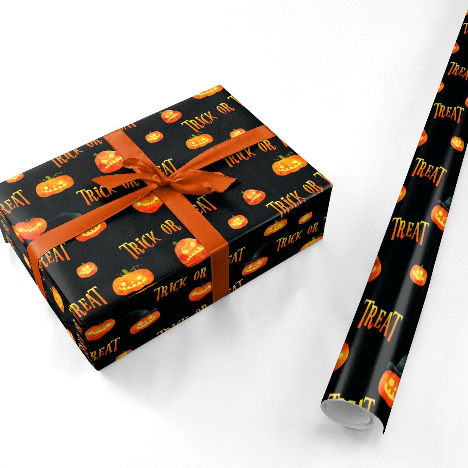 Trick or Treat Pumpkin Personalised Wrapping Paper
