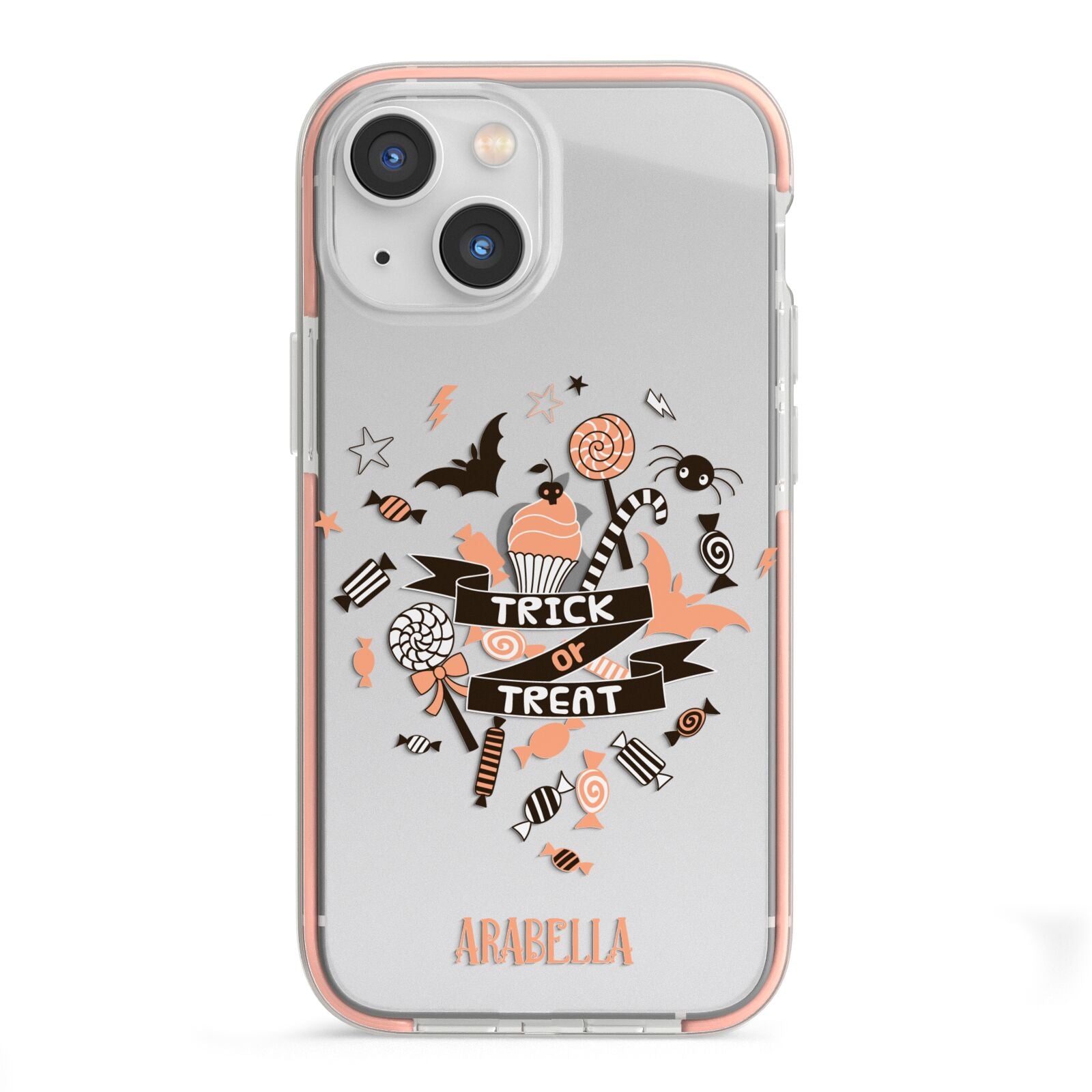 Trick or Treat iPhone 13 Mini TPU Impact Case with Pink Edges