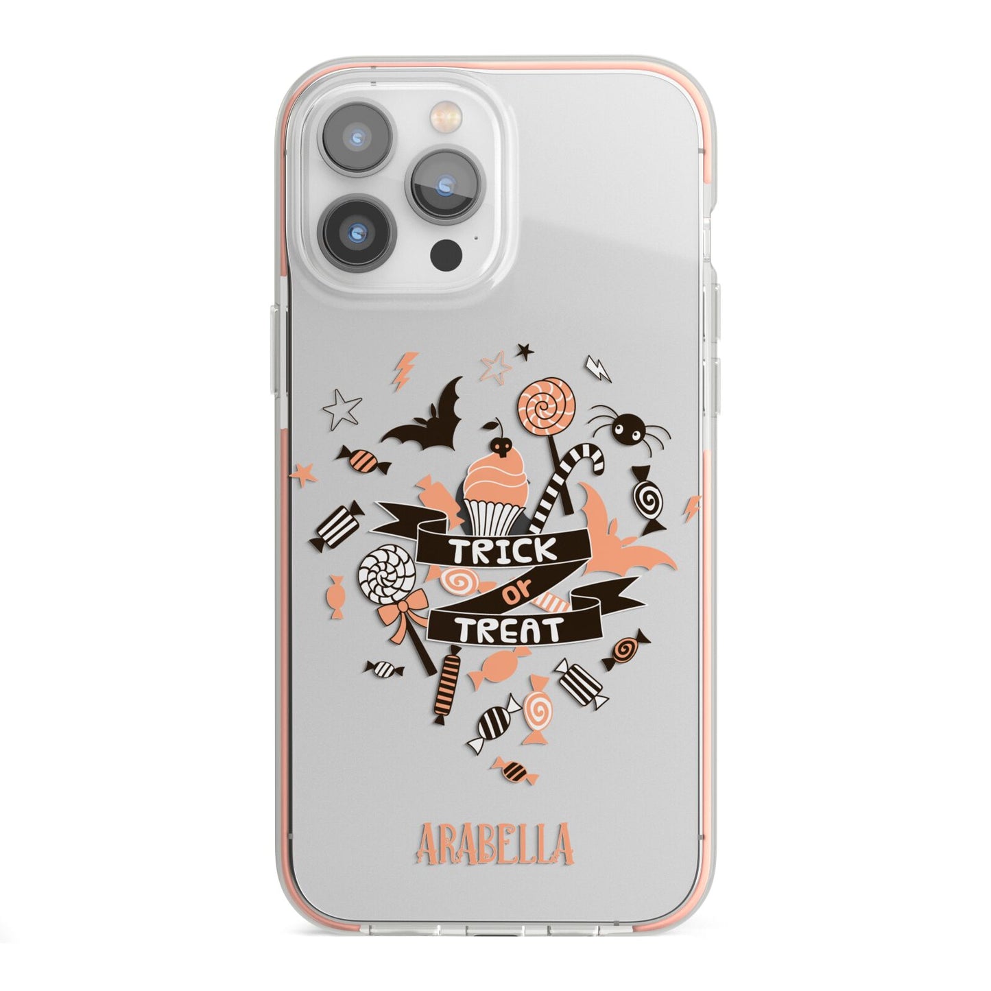 Trick or Treat iPhone 13 Pro Max TPU Impact Case with Pink Edges
