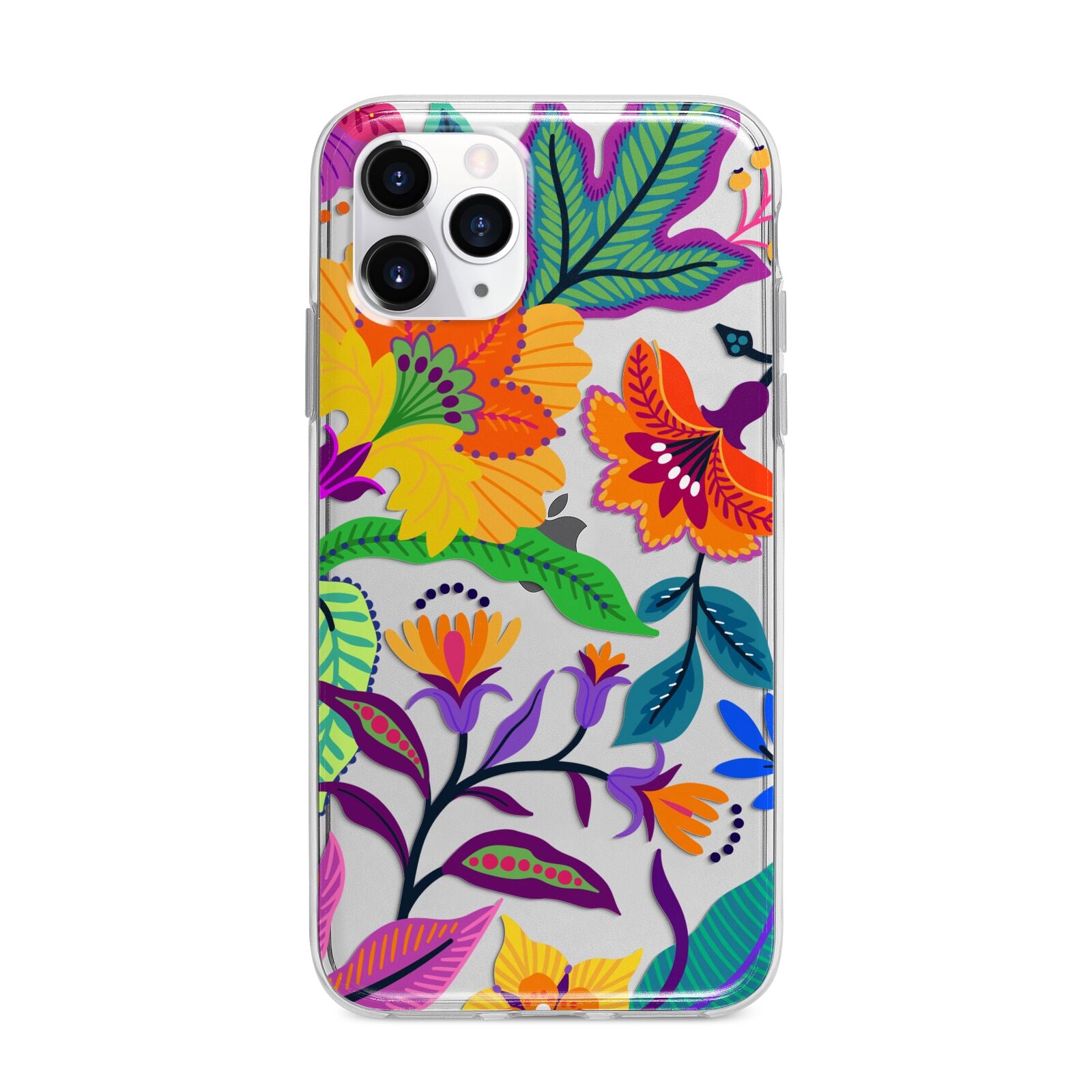 Tropical Floral Apple iPhone 11 Pro Max in Silver with Bumper Case