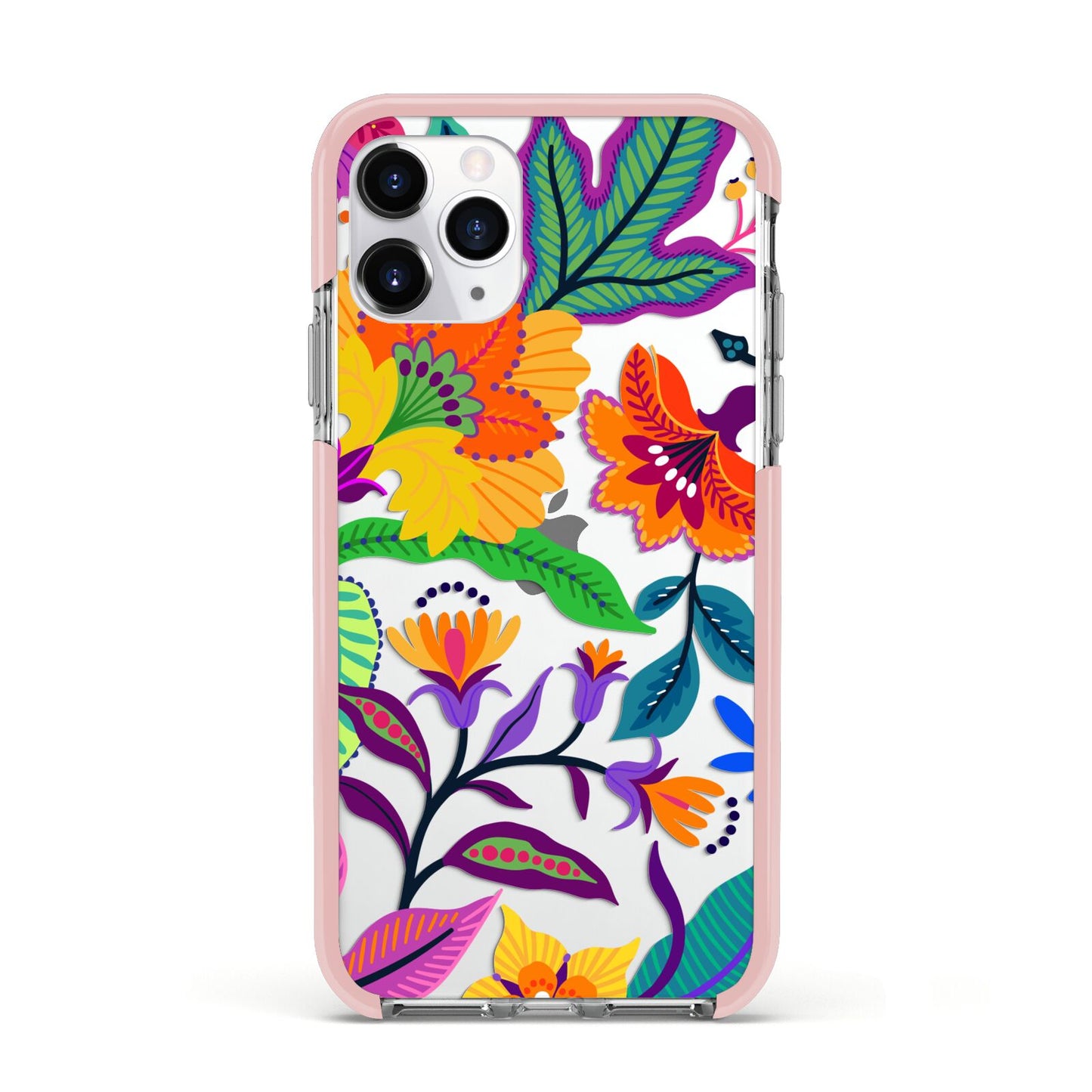 Tropical Floral Apple iPhone 11 Pro in Silver with Pink Impact Case