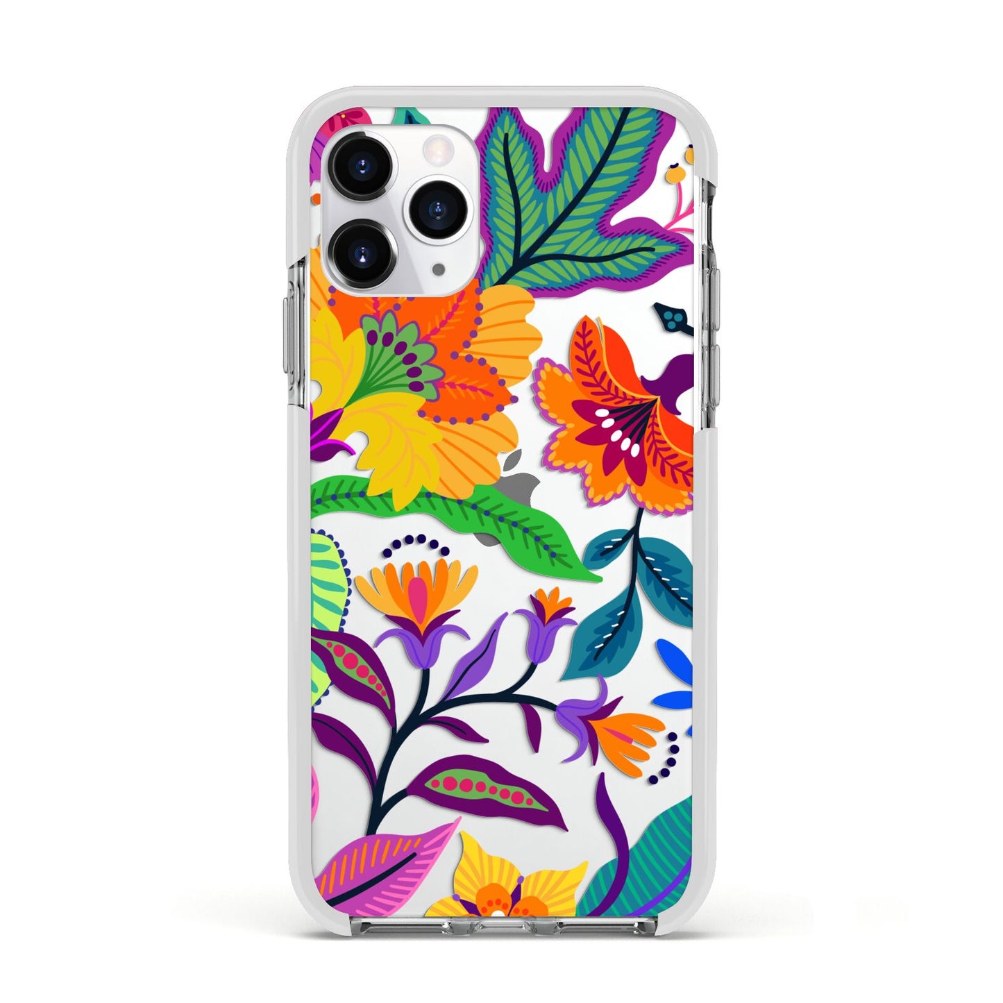 Tropical Floral Apple iPhone 11 Pro in Silver with White Impact Case